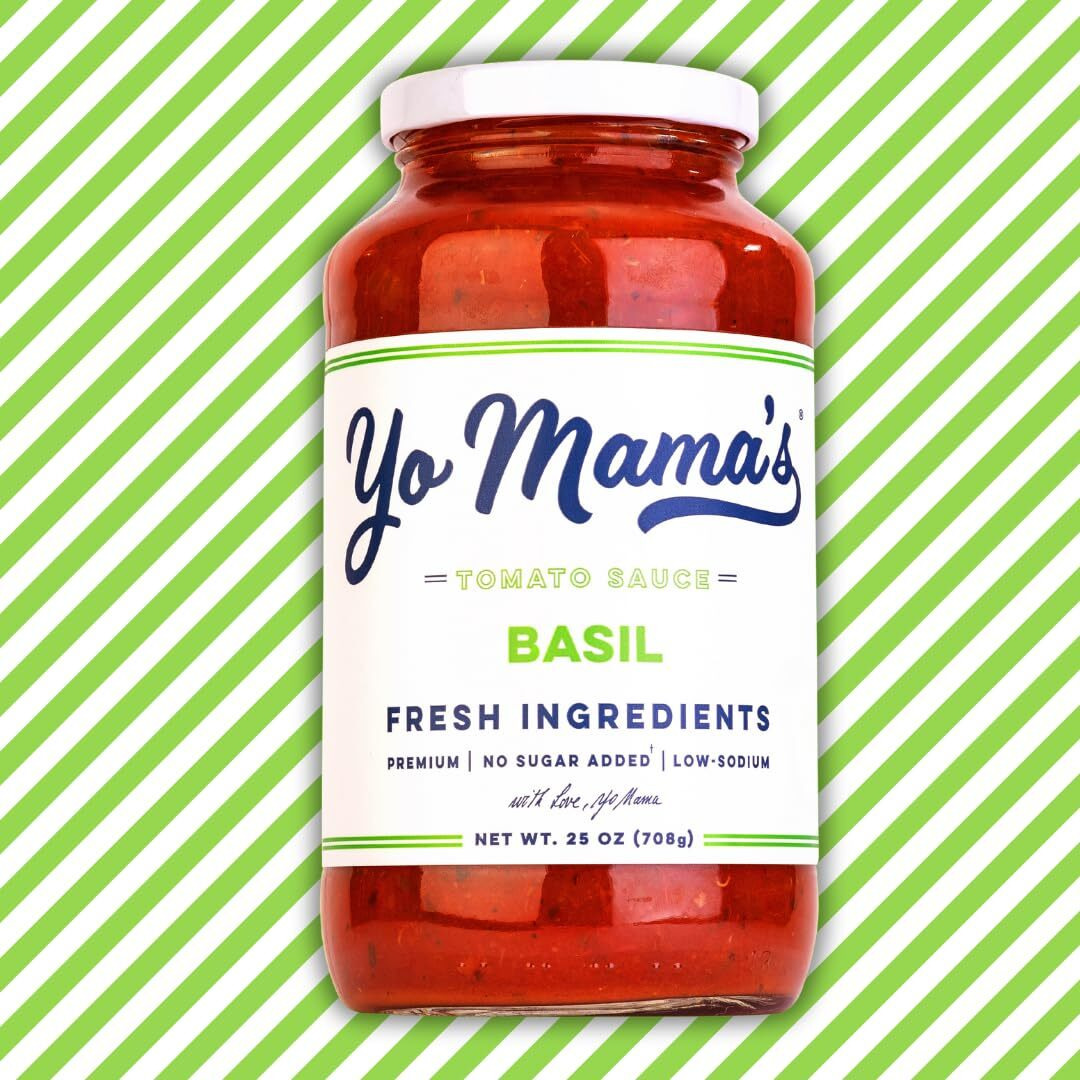Yo Mama's Foods Keto Tomato Basil Pasta Sauce - Pack Of (1) - No Sugar Added, Low Carb, Low Sodium, Vegan, Gluten Free, Paleo Friendly, And Made With Whole, Non-Gmo Tomatoes