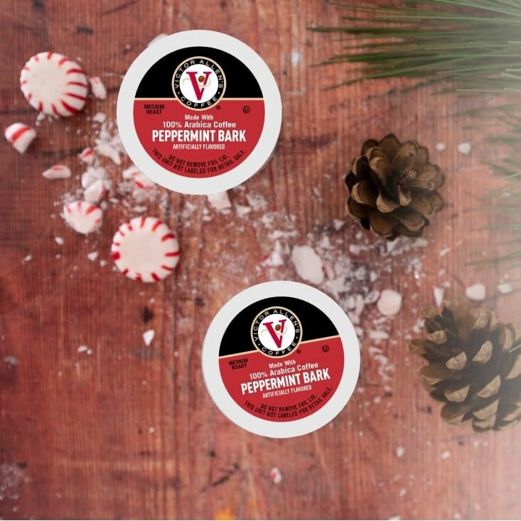 Victor Allen's Coffee Peppermint Bark Flavored, Medium Roast, 42 Count, Single Serve Coffee Pods For Keurig K-Cup Brewers