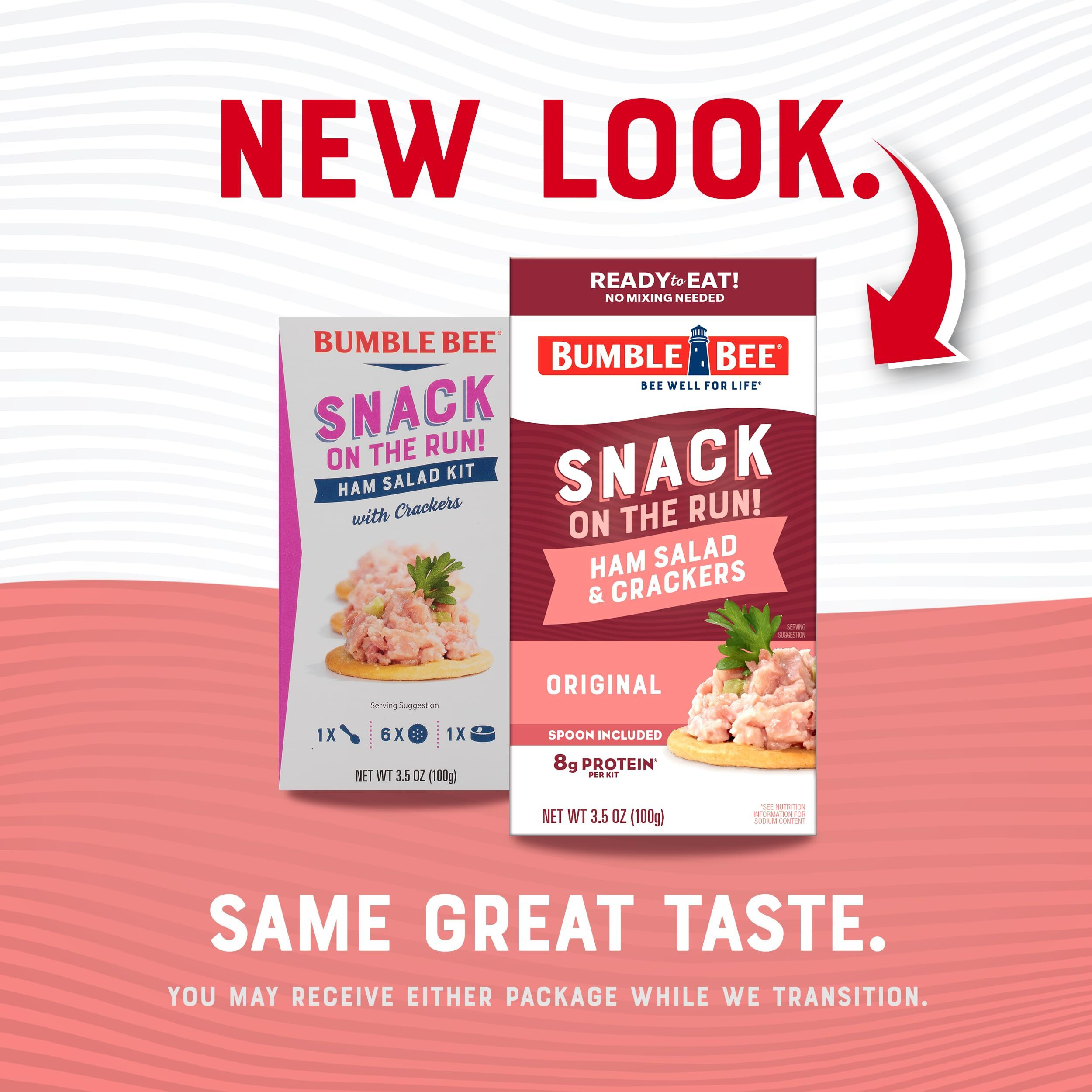 Bumble Bee Snack On The Run Ham Salad With Crackers Kit, 3.5 Oz (Pack Of 12) - Ready To Eat, Spoon Included - Shelf Stable & Convenient Protein Snack