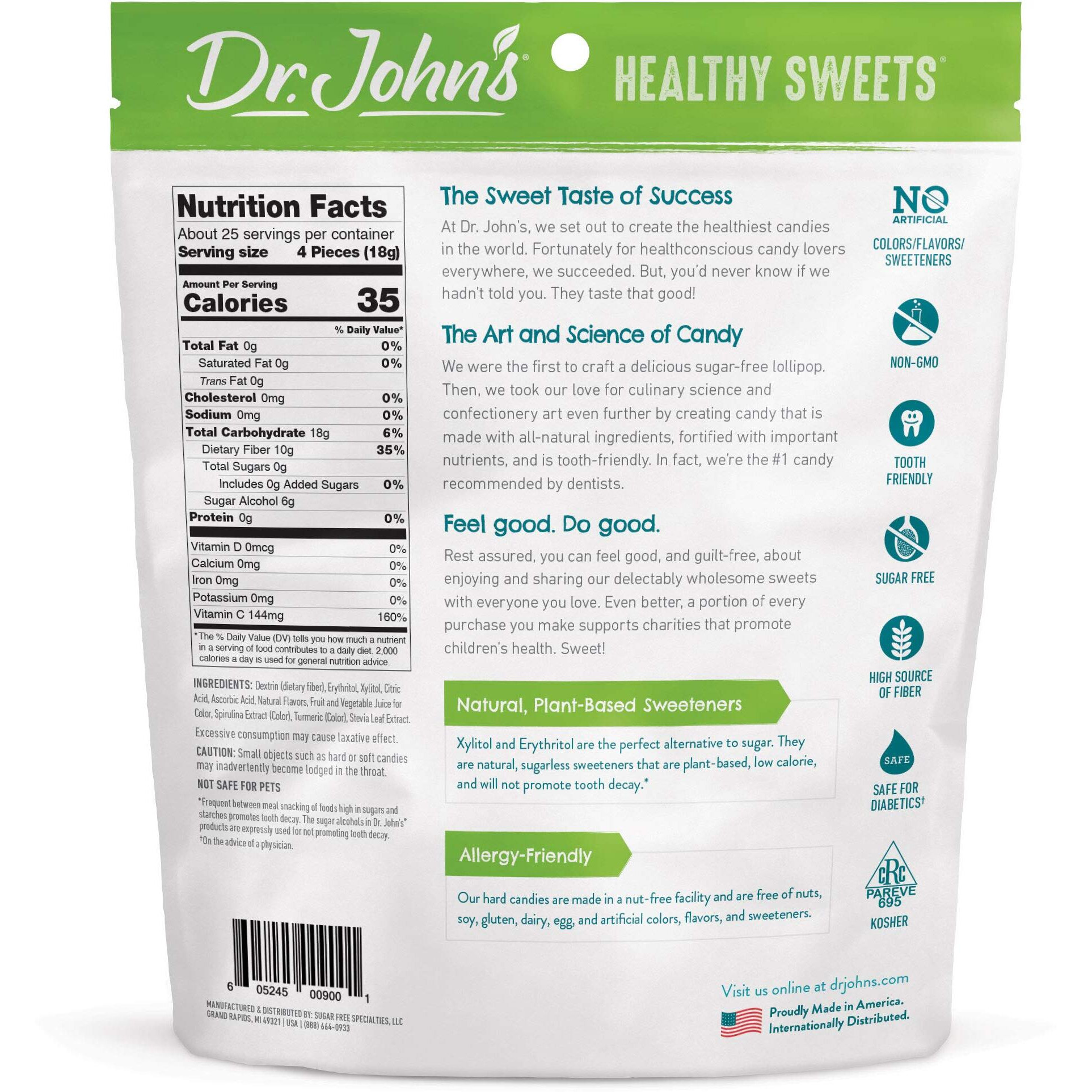 Dr. Johns Sugar Free Candy, Healthy Hard Candy With Zero Sugar, Low Calorie Snacks, Keto Friendly, Vegan, Gluten Free, Creamsicle Swirl, 100 Count, 1 Lb