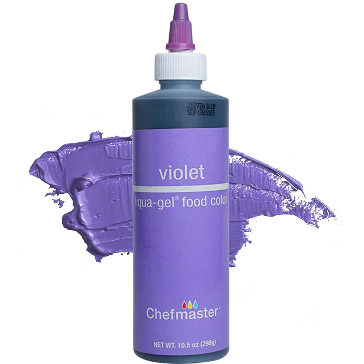 Chefmaster Violet Liqua-Gel Food Coloring | Vibrant Color | Professional-Grade Dye For Icing, Frosting, Fondant | Baking & Decorating | Fade-Resistant | Easy-To-Use | Made In Usa | 10.5 Oz