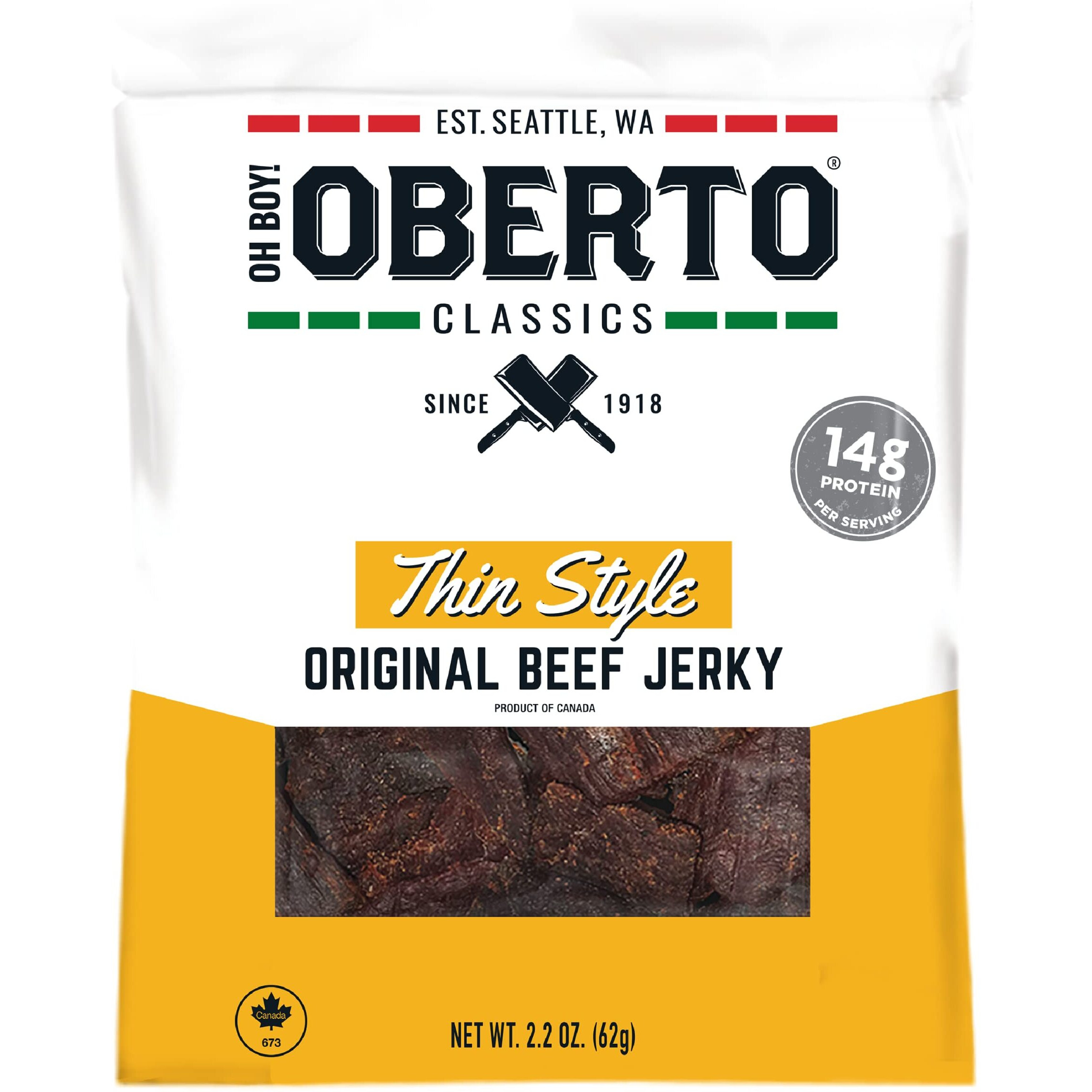 Oh Boy Oberto Classics Thin Style Original Beef Jerky, 2.2 Ounce (Pack Of 8)