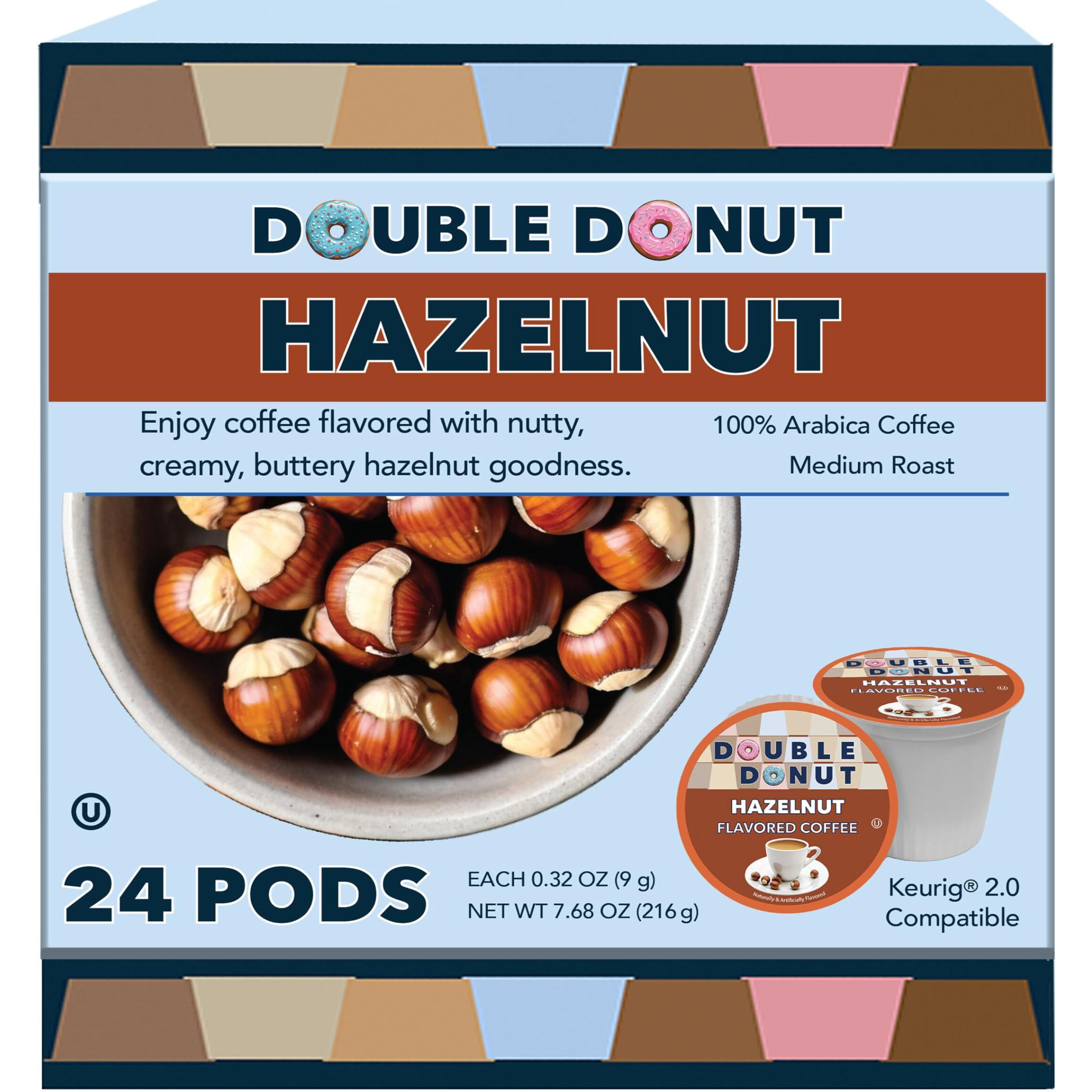 Double Donut Coffee Hazelnut Coffee In Recyclable Single Serve Coffee Pods For All Hazelnut Coffee K Cups Brewers, From Double Donut, 24 Cups