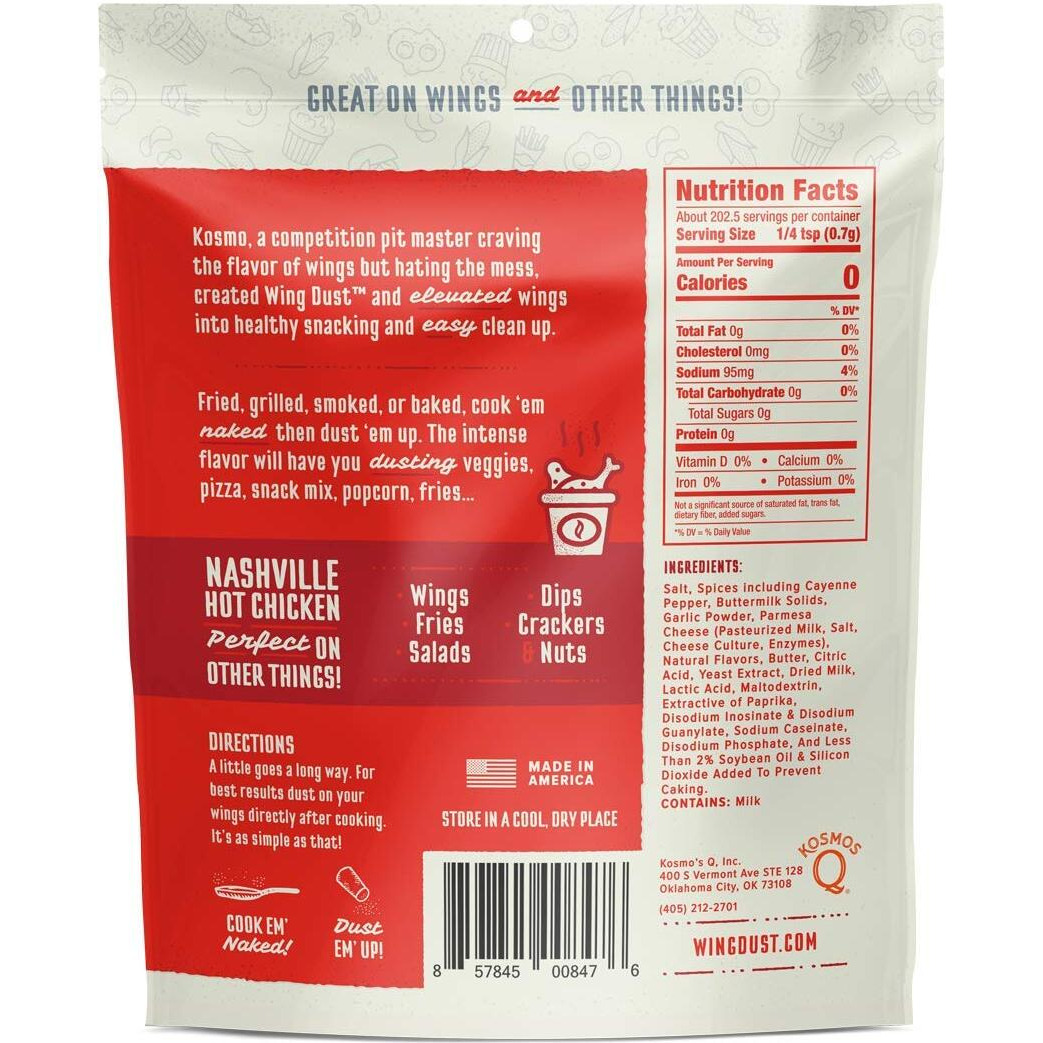 Kosmos Q Nashville Hot Wing Dust, Dry Bbq Rub Spice, 5 Ounces