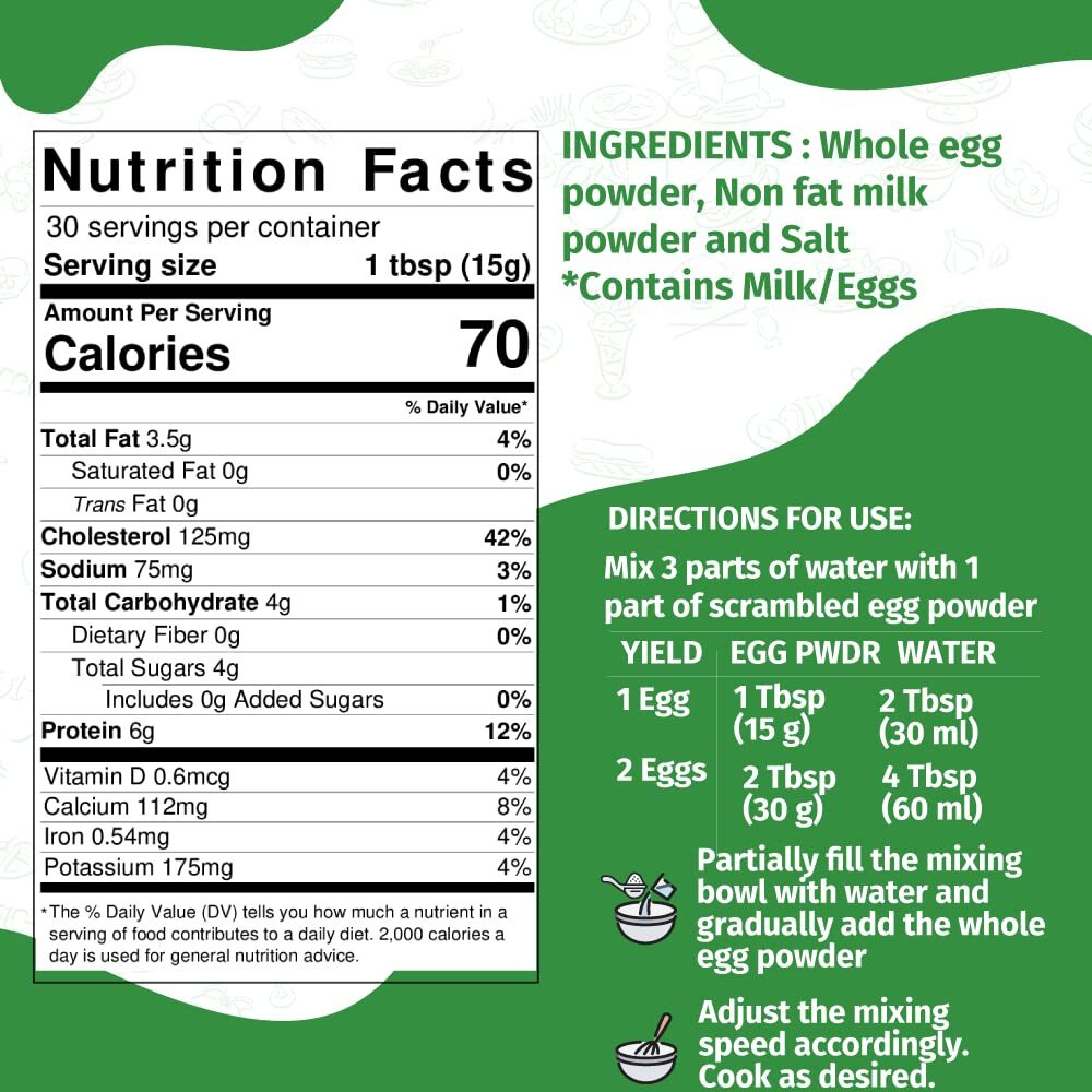 Eggylicious Egg Scramble Mix - Made W/ Hormones Free Whole Eggs/Protein Packed -Easy & Delicious Breakfast - Ideal For Outdoors/Camping/Backpacking - Preservatives Free - Easy Storing 1 Lb Jar