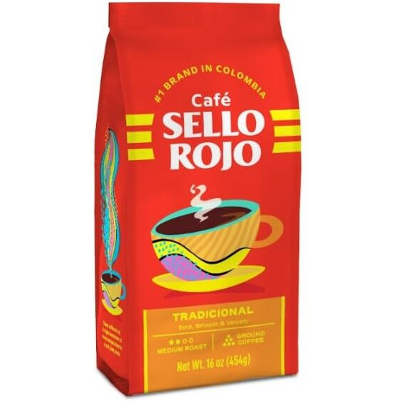 Sello Rojo, Tradicional Medium Roast Ground Coffee Bag, 16 Oz, Pack Of 3