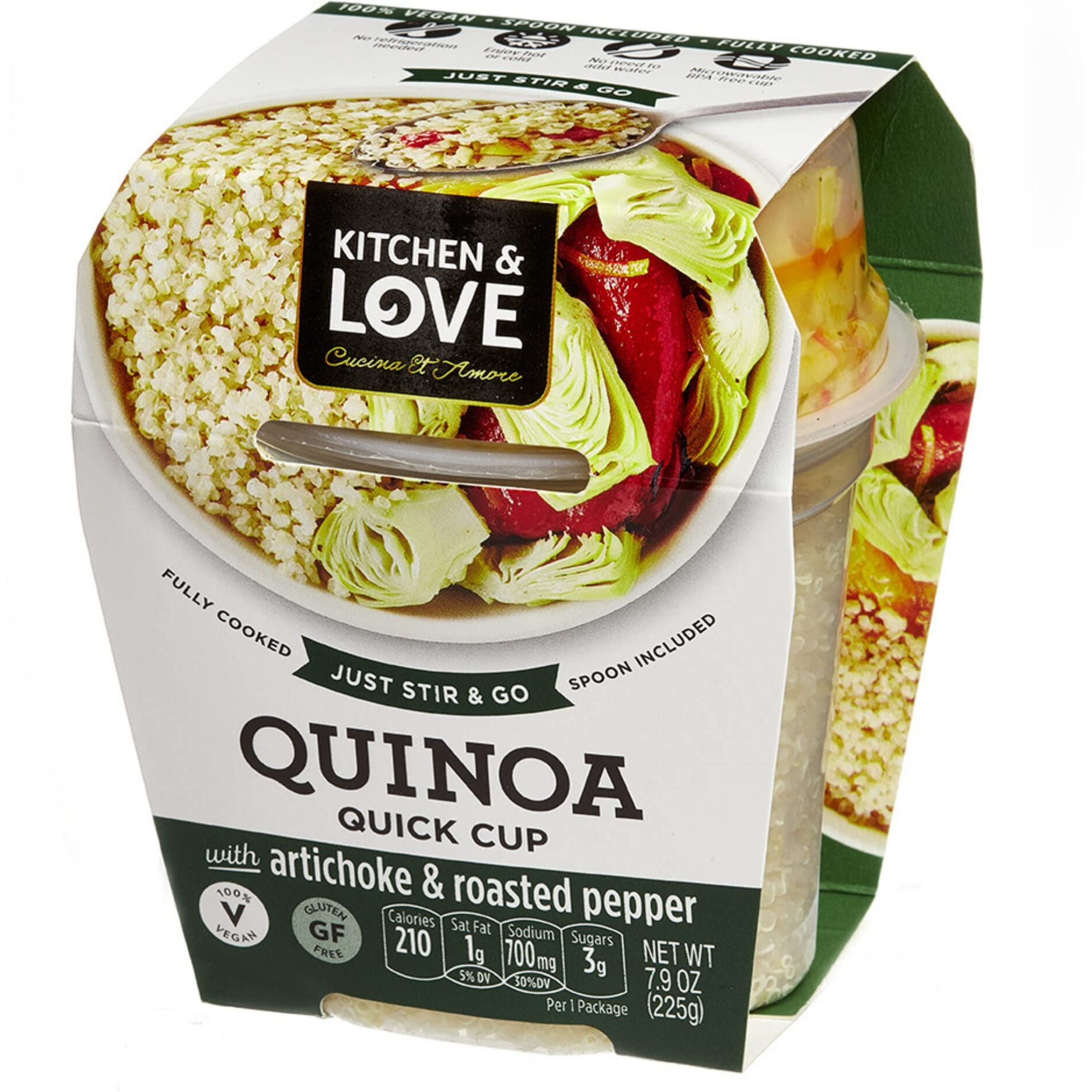 Kitchen & Love Artichoke & Roasted Peppers Quinoa Quick Meal 6-Pack | Vegan, Gluten-Free, Ready-To-Eat, No Refrigeration Required