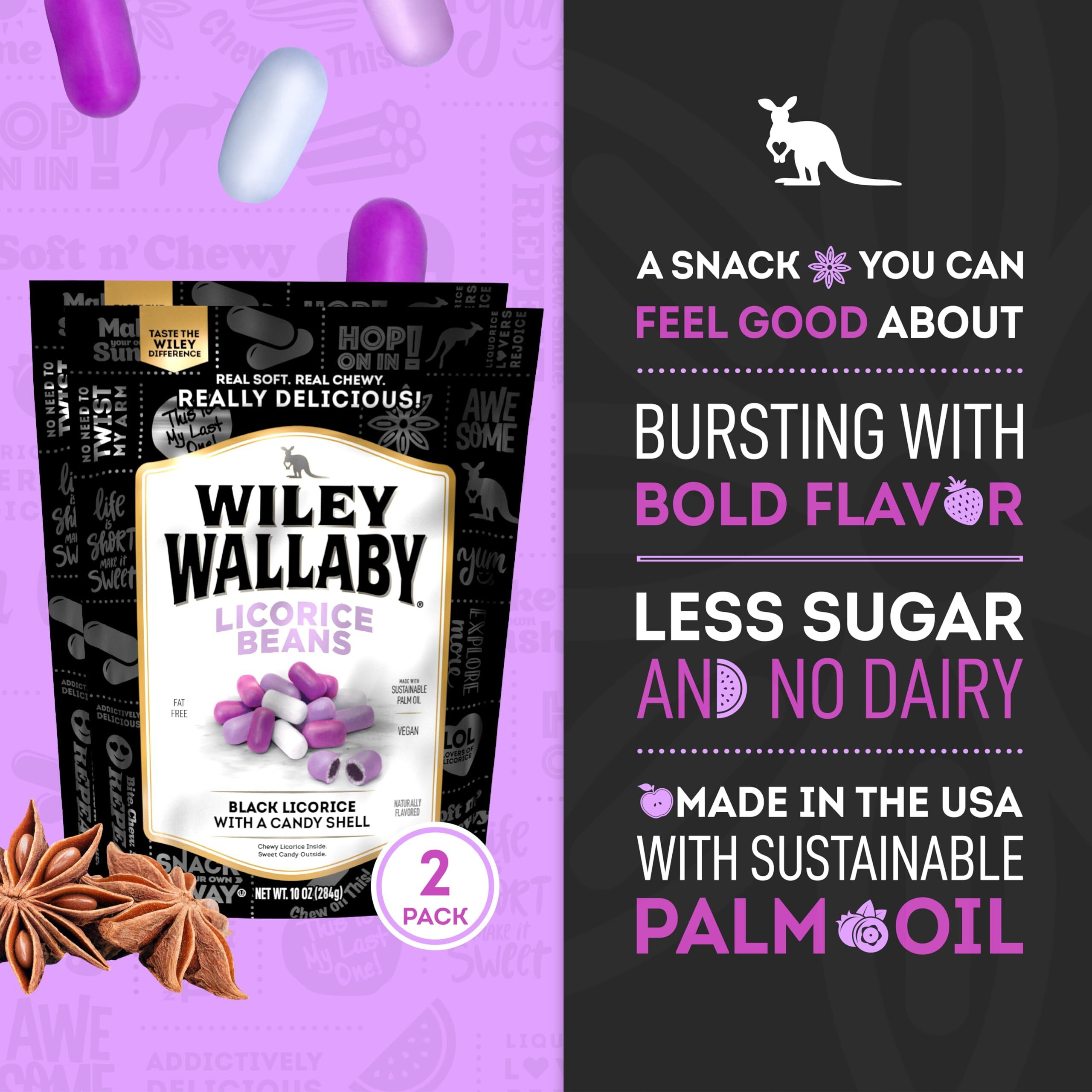 Wiley Wallaby 7.05 Ounce Classic Black Gourmet Australian Style Soft & Chewy Licorice Candy Beans, 2 Pack