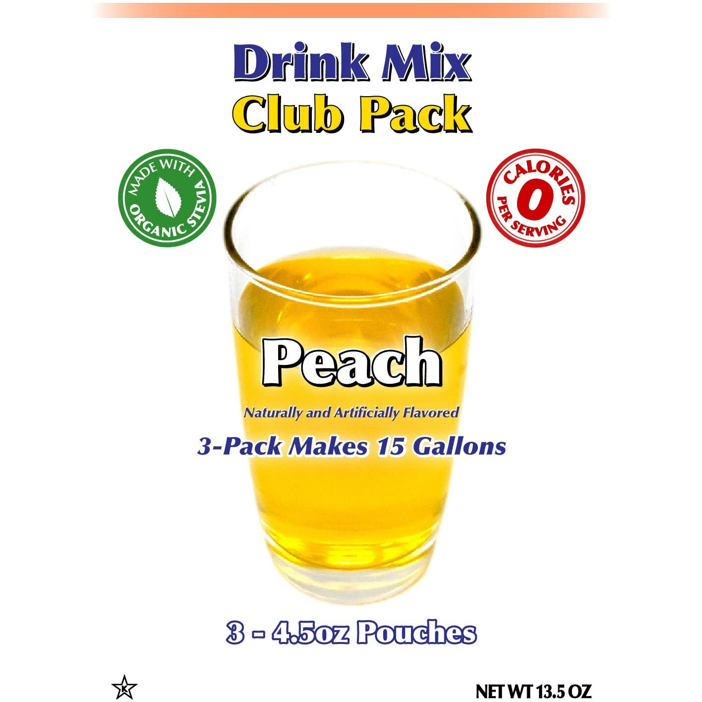 Gramzero Peach Zero Calorie Sugar Free Drink Mix, Great For Nutrition Club Loaded Teas, Stevia Sweetened