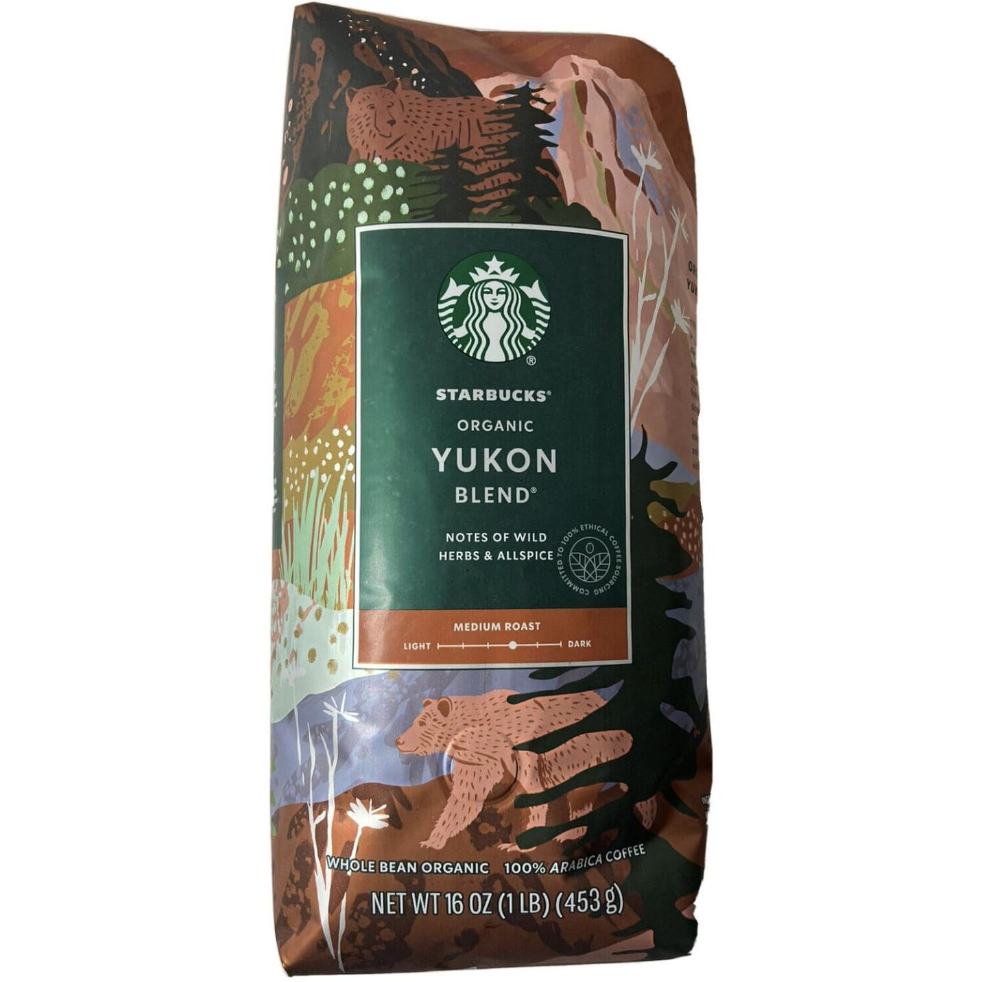 Starbucks Organic Yukon Blend 1 Pound Bag Of Medium Roast Whole Bean Coffee