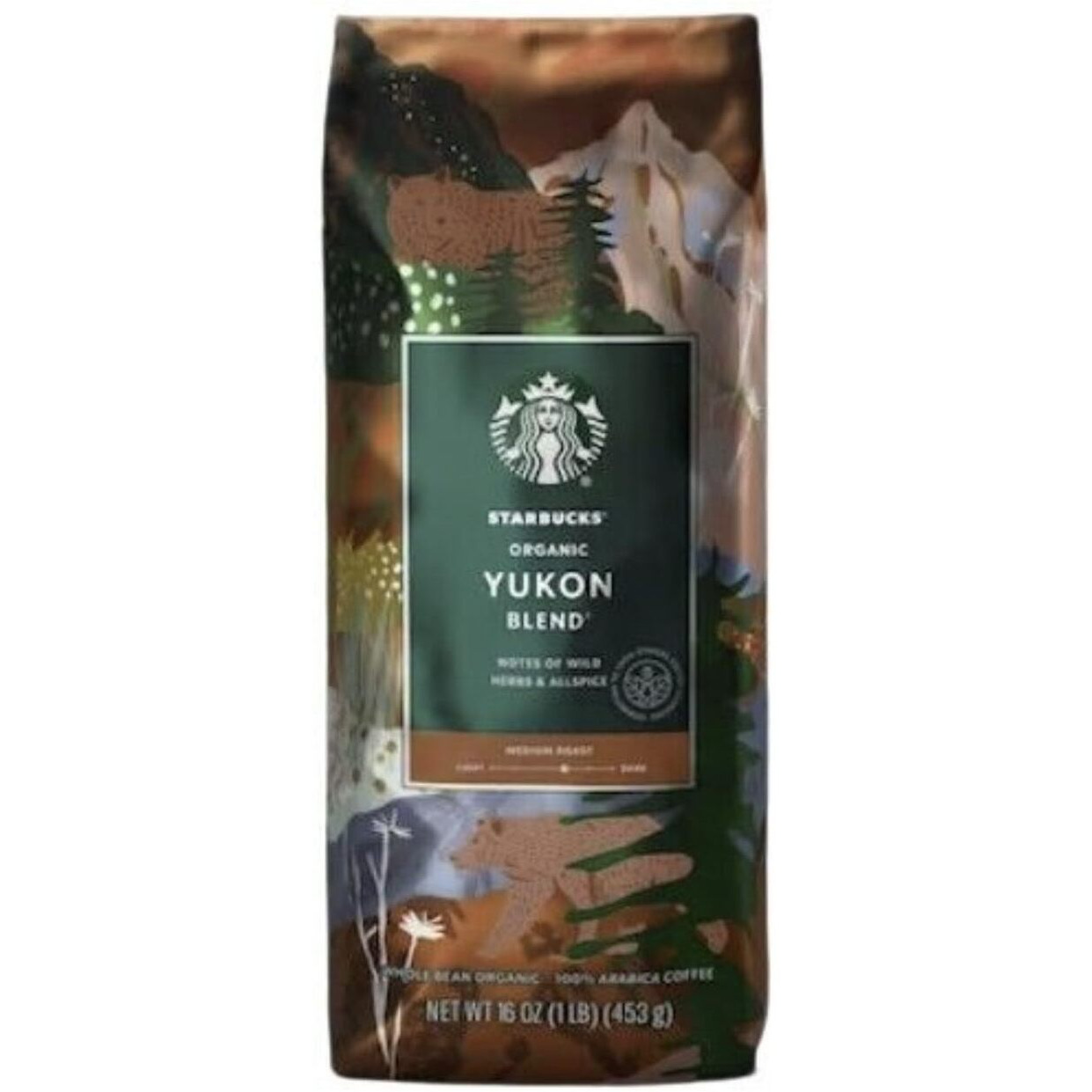 Starbucks Organic Yukon Blend 1 Pound Bag Of Medium Roast Whole Bean Coffee