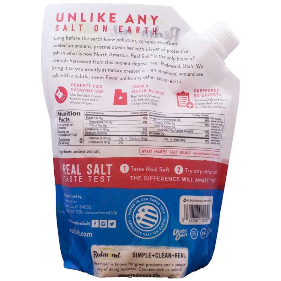 Redmond Real Salt - Ancient Fine Sea Salt, Unrefined Mineral Salt, 26 Ounce Pouch (6 Pack)
