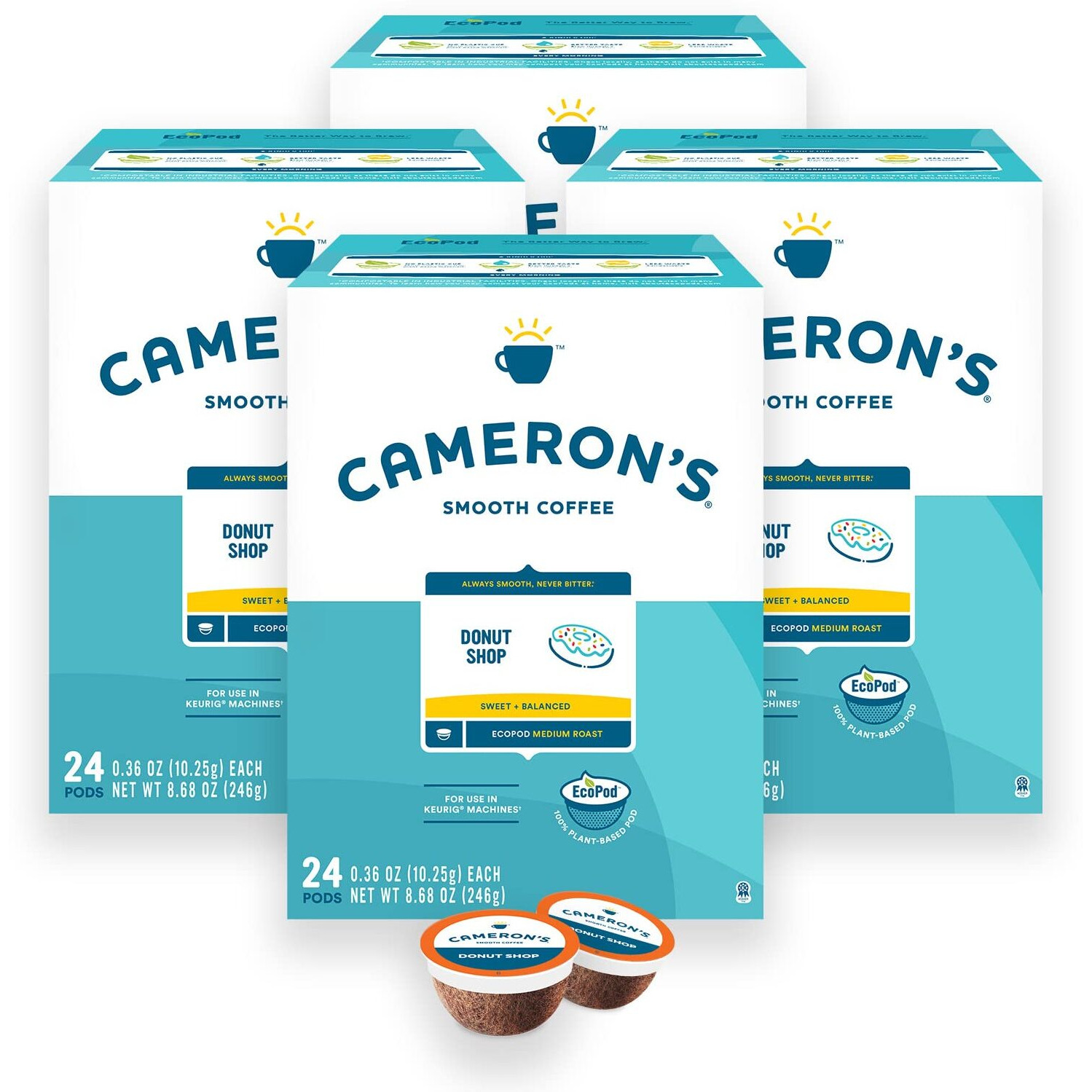 Cameron's Coffee Single Serve Pods, Donut Shop Blend, 100% Arabica, 96-Count, (Pack Of 1)