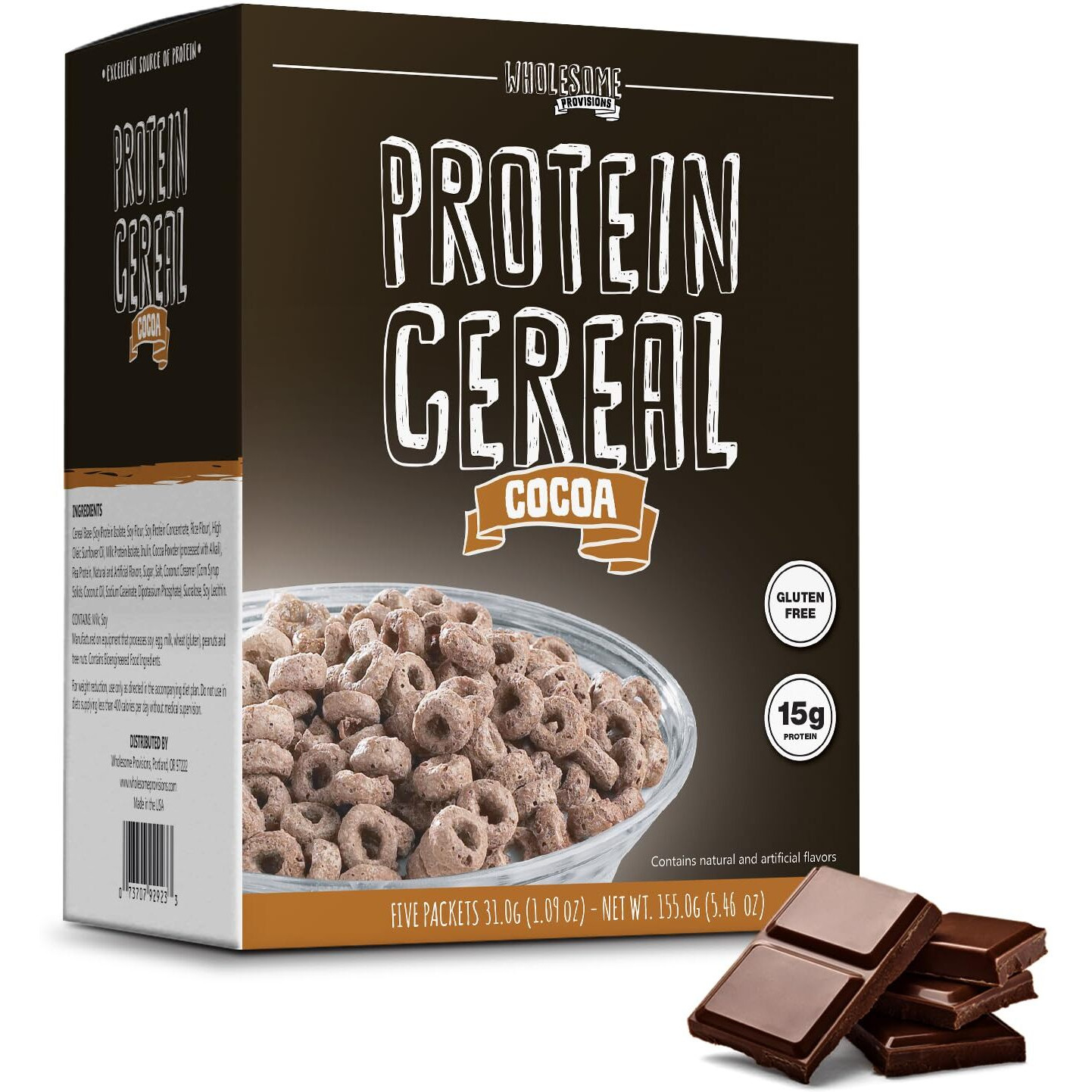 Protein Cereal, Low Carb Cereal, High Protein Cereal, 15G Protein, 5G Net Carbs, High Performance Cereal, 5 Individual Macro-Controlled Packages (Cocoa)