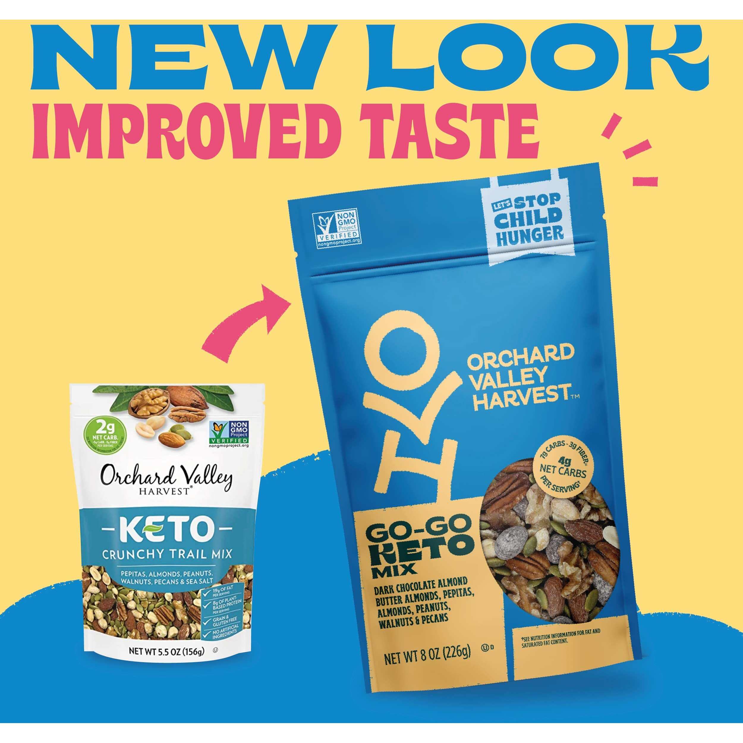 Orchard Valley Harvest Go-Go Keto Mix, 8 Oz (Pack Of 2), Dark Chocolate Almond Butter Almonds, Peanuts, Walnuts, & Pecans, Low Carb, Gluten Free, Resealable Bag, Snacks For Adults & Kids