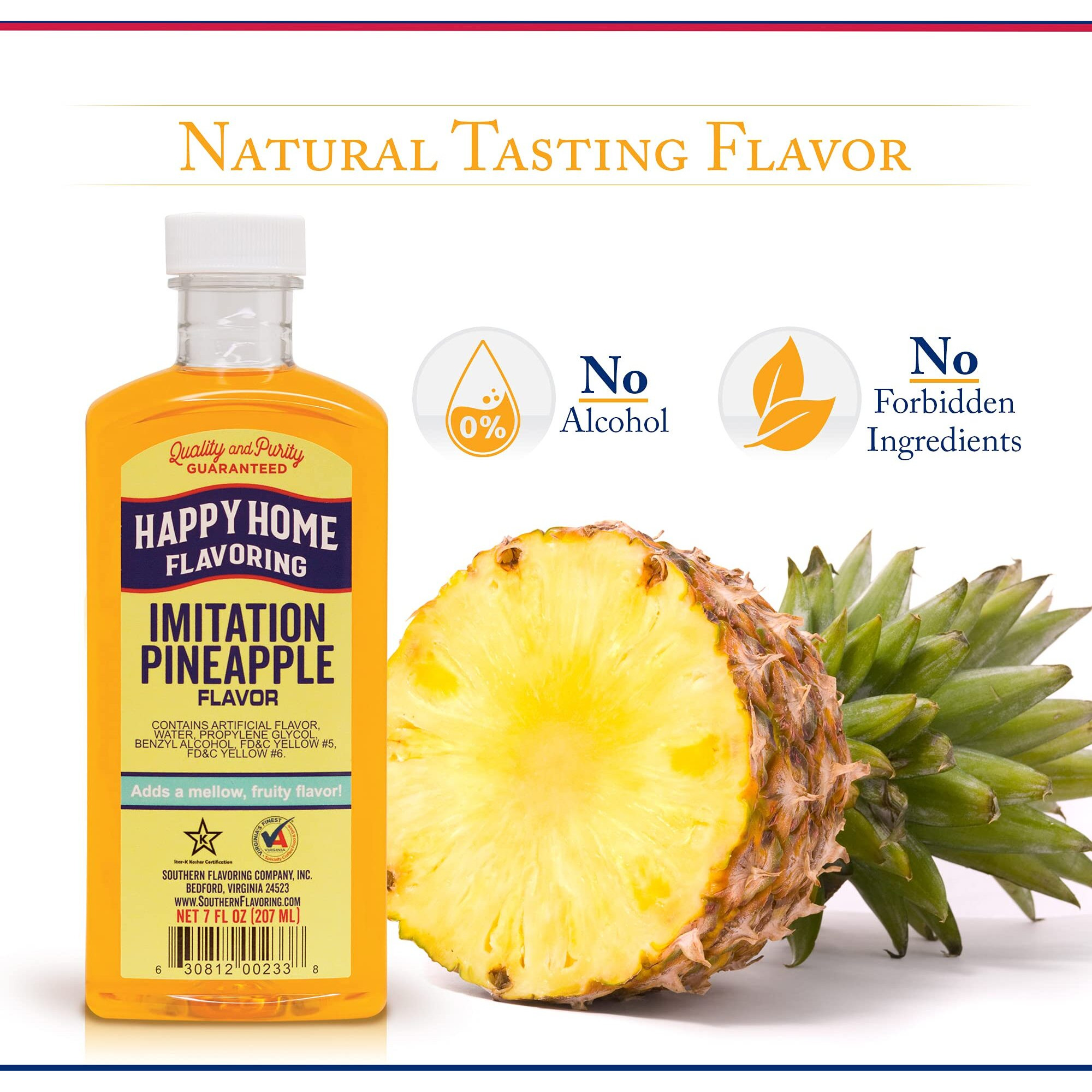 Happy Home Imitation Pineapple Flavoring, Certified Kosher, 7 Oz.