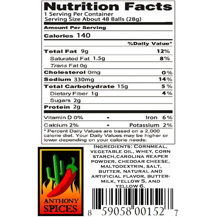 Anthony Spices - Carolina Reaper Cheese Balls (Extremely Hot Cheese Balls)