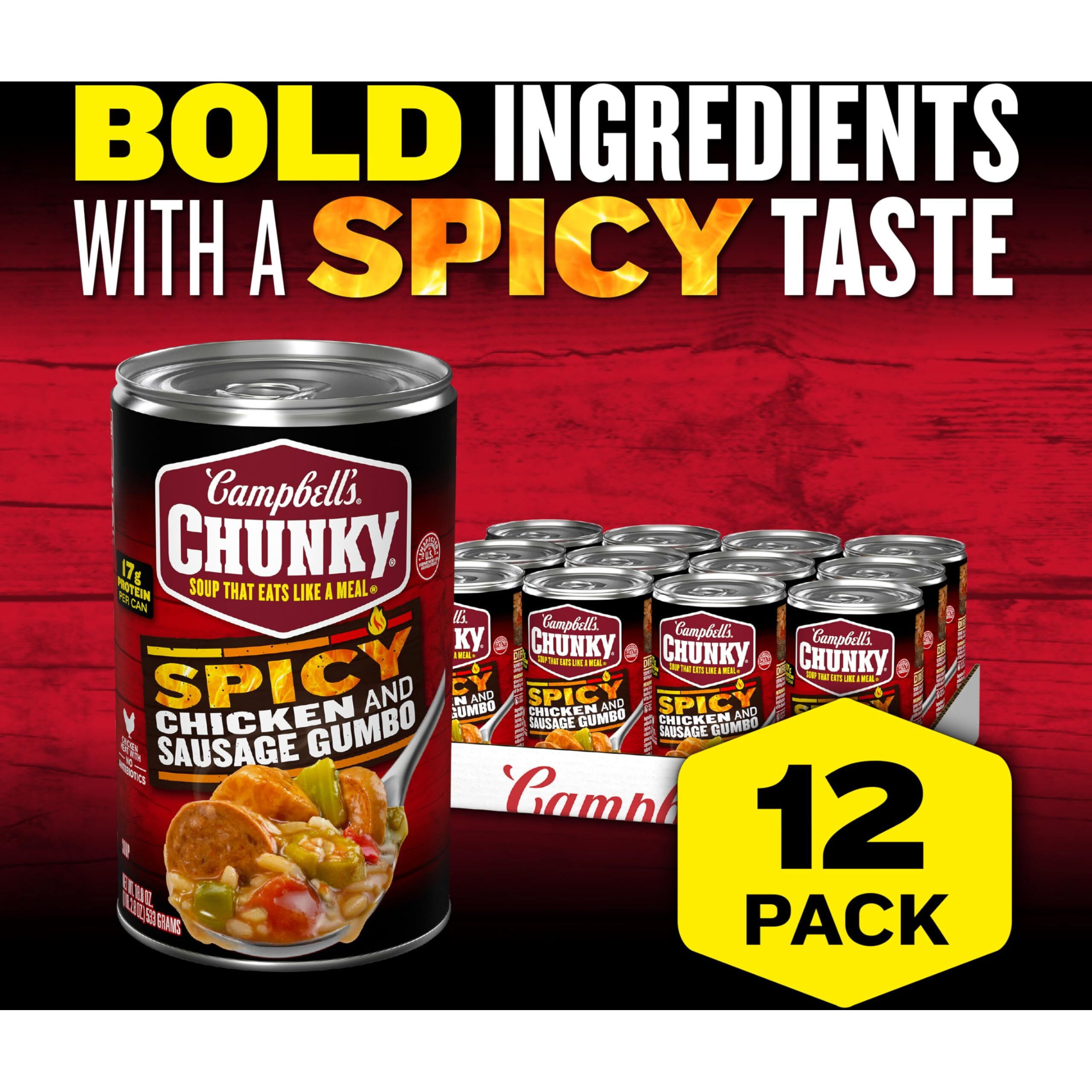 Campbells Chunky Soup, Spicy Chicken And Sausage Gumbo, 18.8 Oz Can (Pack Of 12)
