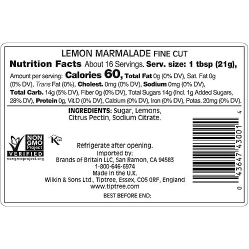 Tiptree Lemon Marmalade, 12 Ounce Jar