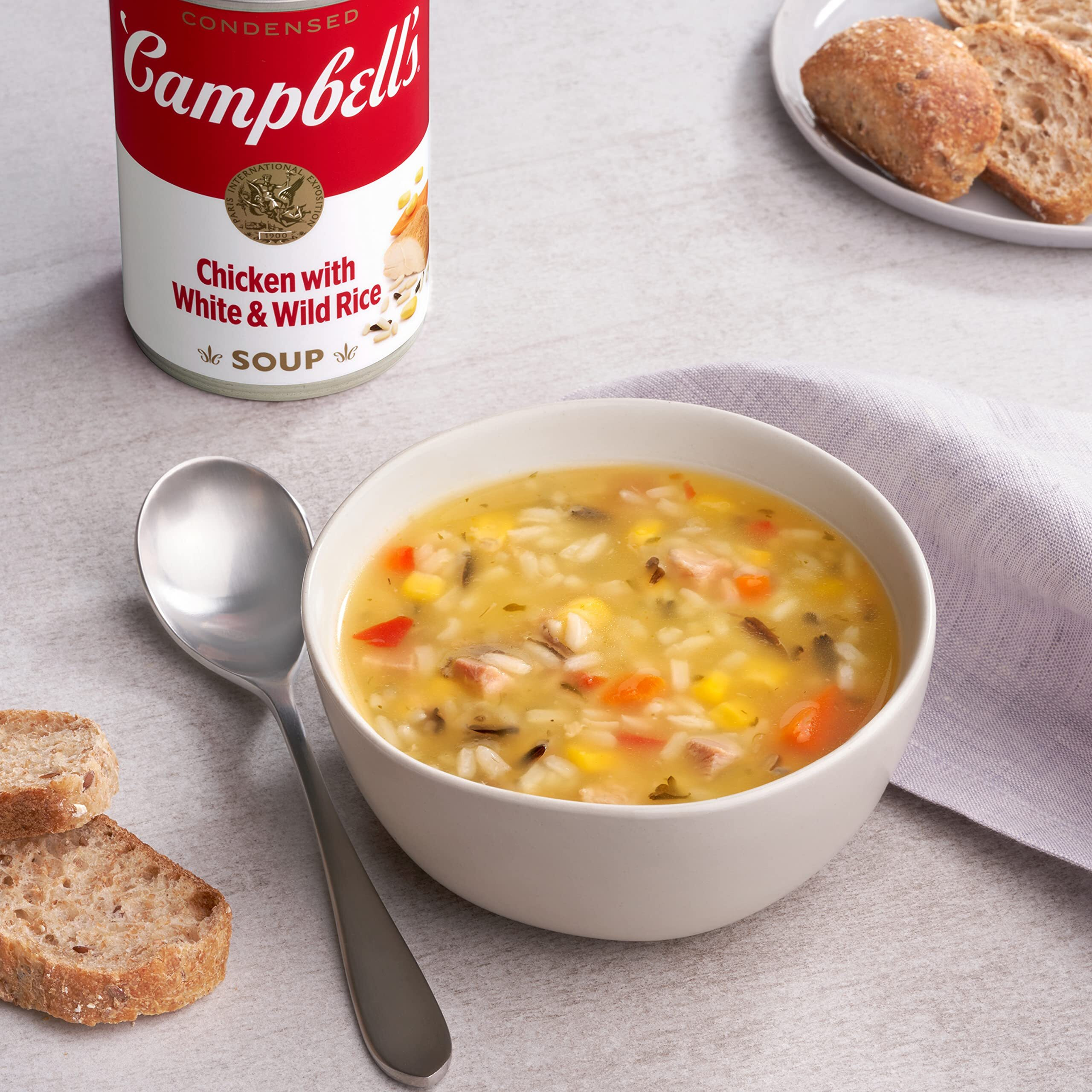 Campbell's Condensed Chicken And Rice Soup With White And Wild Rice, 10.5 Oz Can (12 Pack)
