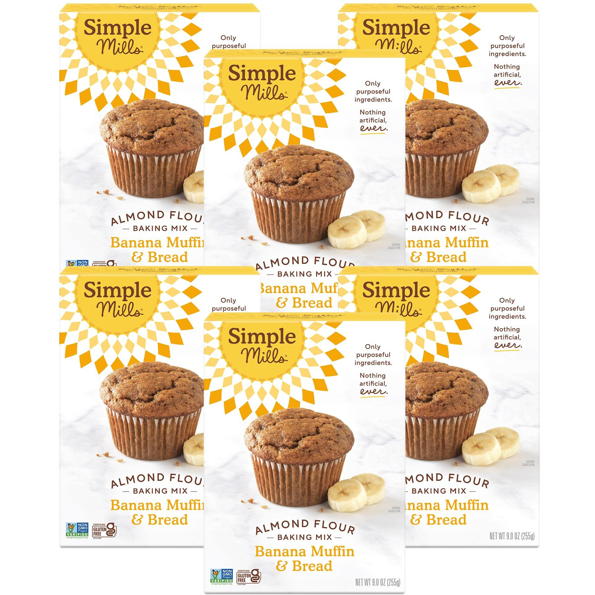 Simple Mills Almond Flour Baking Mix, Banana Muffin & Bread Mix - Gluten Free, Plant Based, Paleo Friendly, 9 Ounce (Pack Of 6)