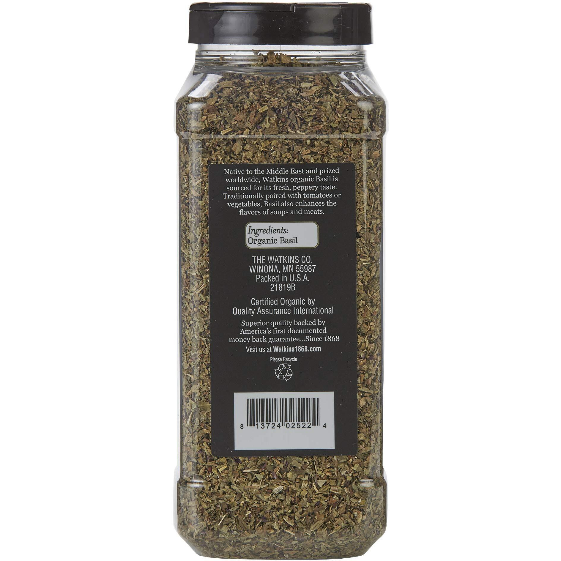 Watkins Gourmet Spice, Organic Basil, Bulk Food Service Size, 4.9 Oz (Pack Of 1)