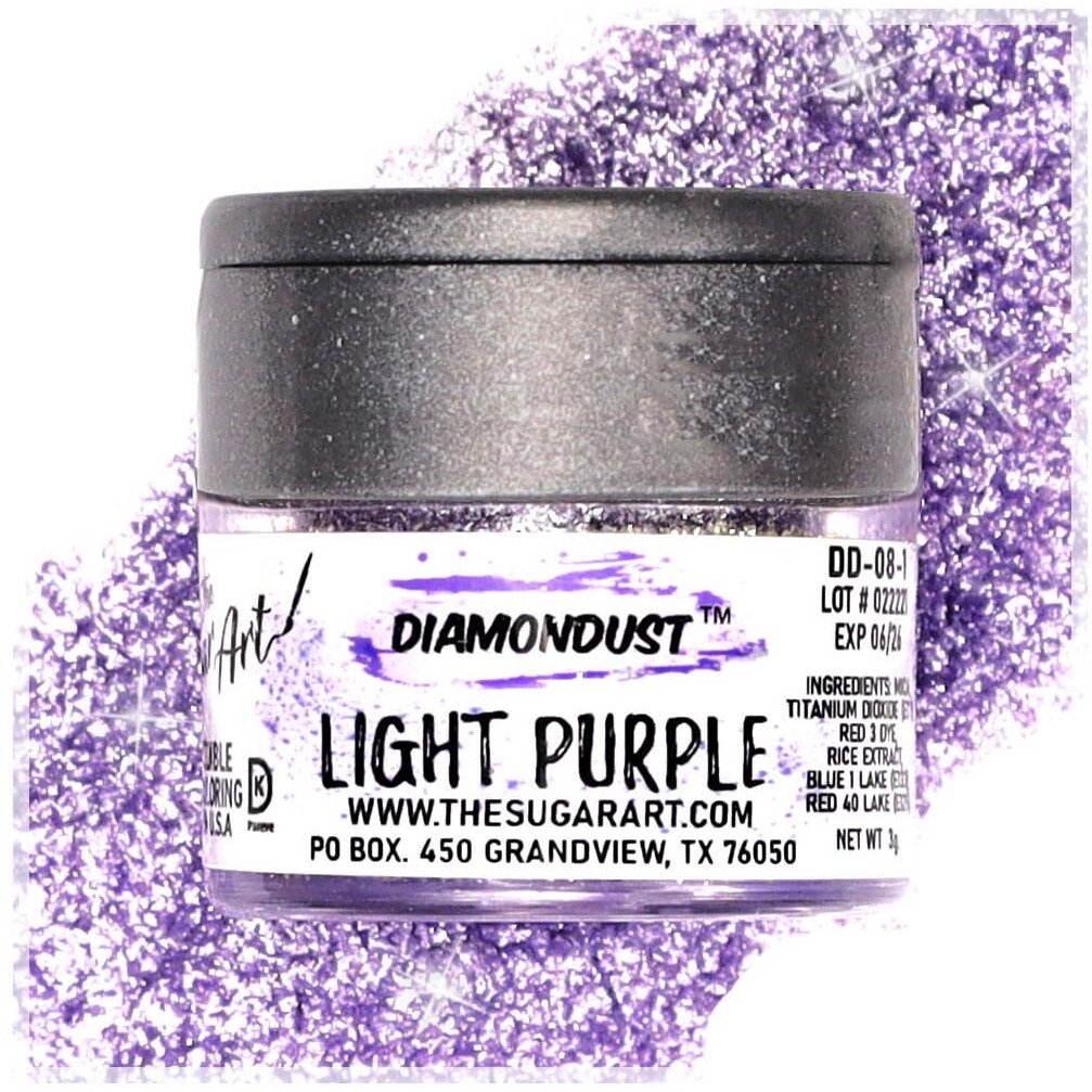 Light Purple Edible Glitter For Drinks, Cocktails, Cake Decorating, Strawberries, Chocolates & More | No Taste | 3G | 100% Food-Safe | Kosher, Vegan, Gluten & Nut Free | Diamondust By The Sugar Art