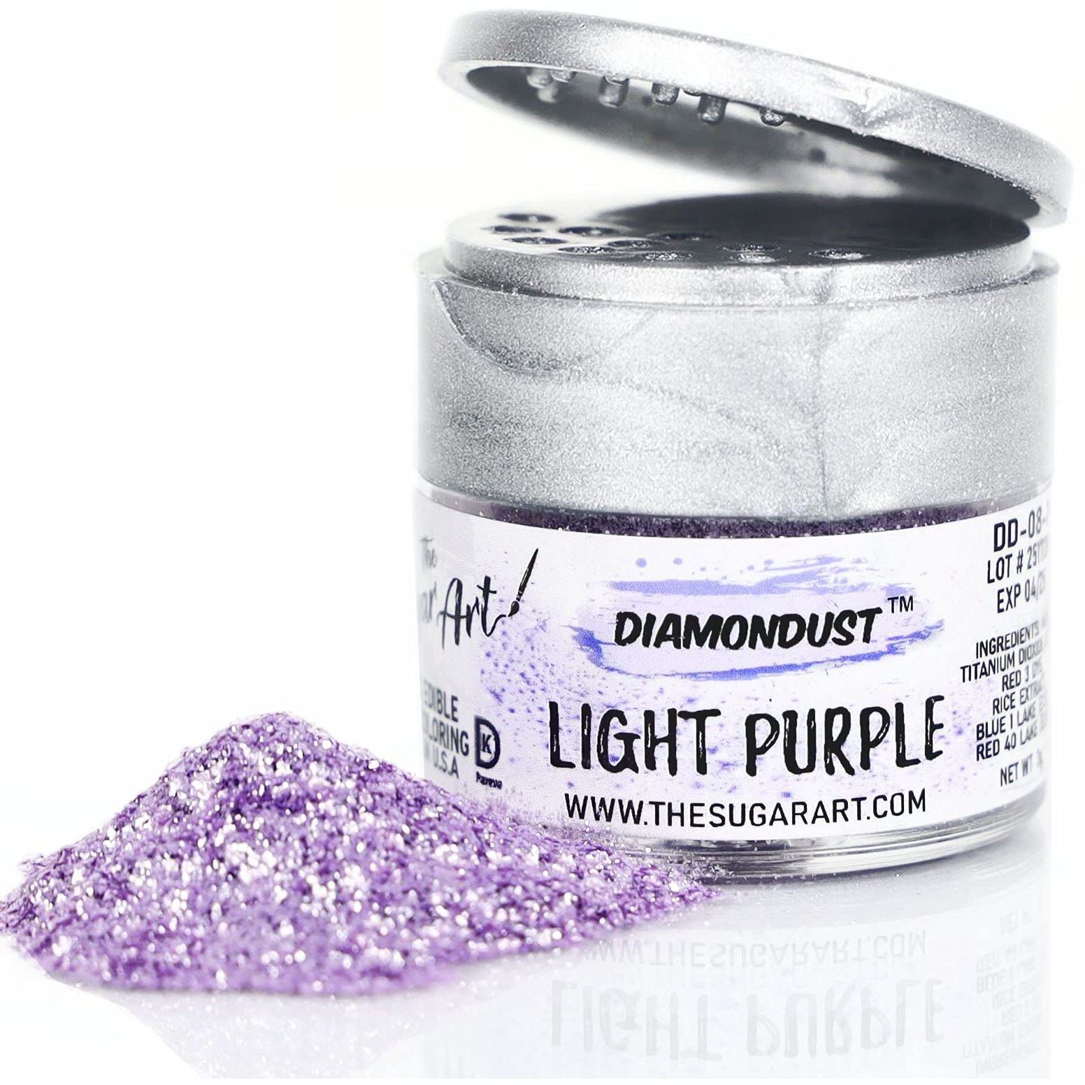 Light Purple Edible Glitter For Drinks, Cocktails, Cake Decorating, Strawberries, Chocolates & More | No Taste | 3G | 100% Food-Safe | Kosher, Vegan, Gluten & Nut Free | Diamondust By The Sugar Art