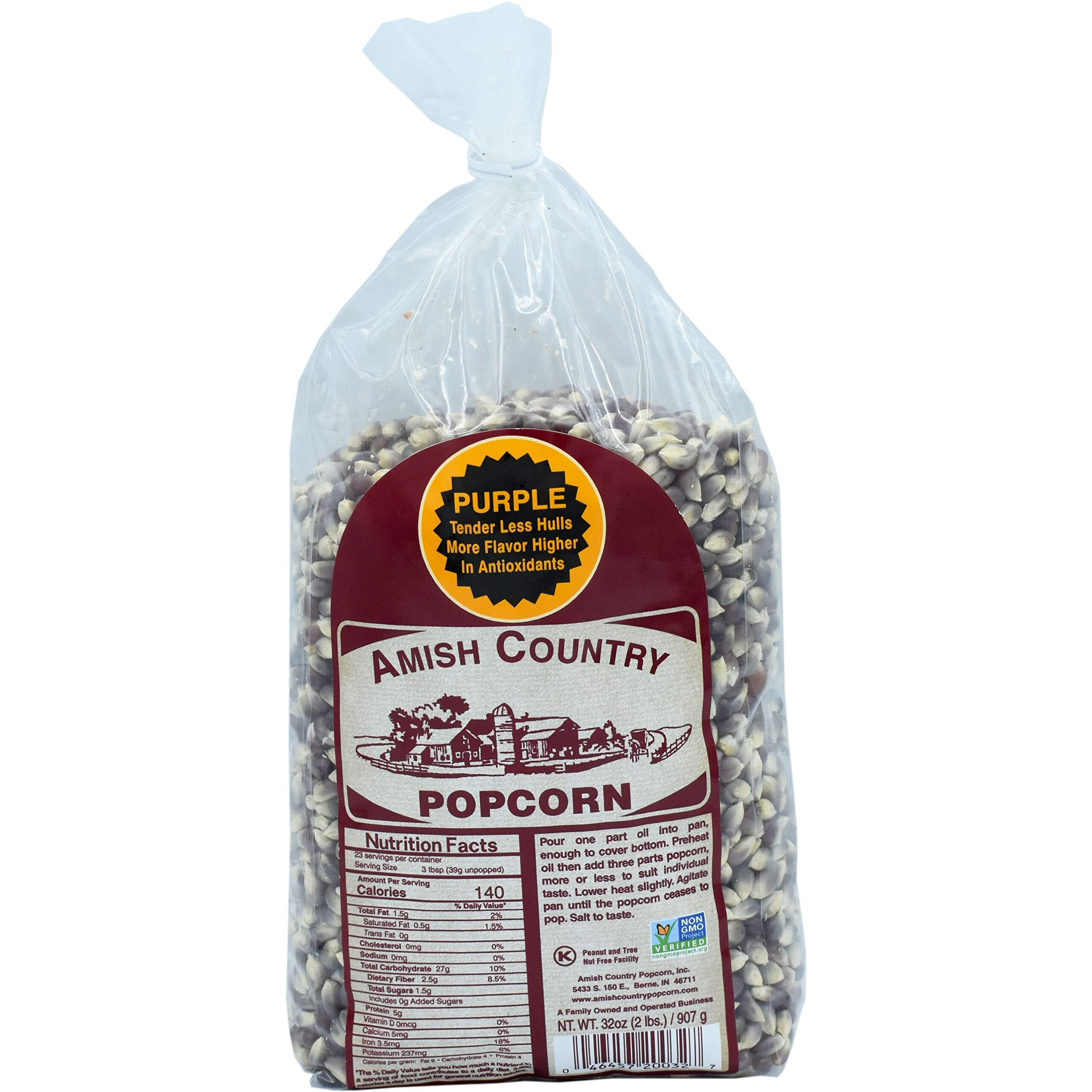 Amish Country Popcorn | 2 Lbs Bag | Purple Popcorn Kernels | Old Fashioned, Non-Gmo And Gluten Free (Purple - 2 Lbs Bag)