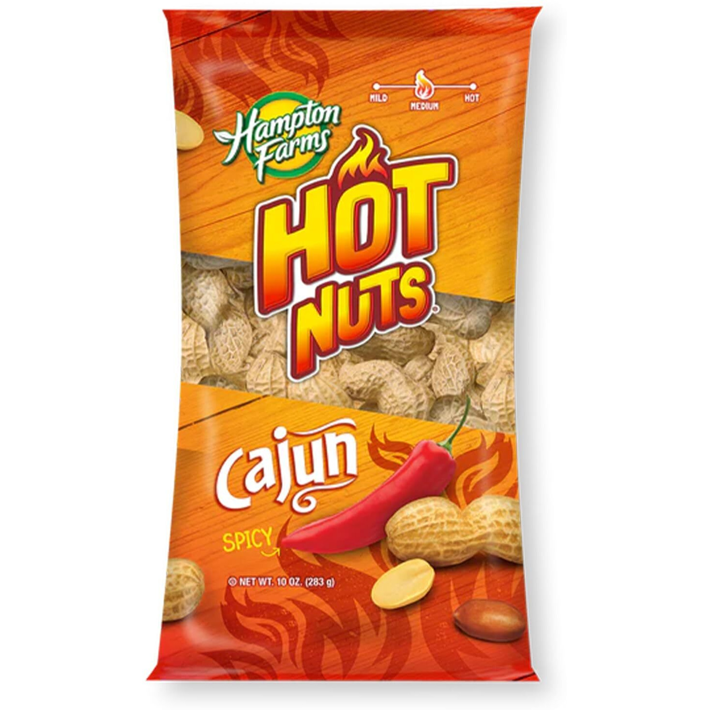 Hampton Farms - Usa Grown All-Natural - Fancy Roasted In-Shell Cajun Peanuts - 10 Oz. Bag