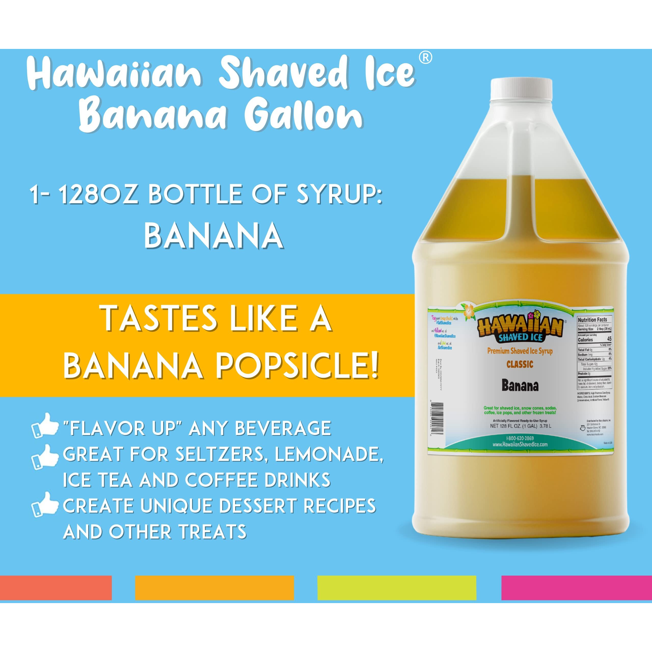 Hawaiian Shaved Ice Syrup, Banana, Gallon