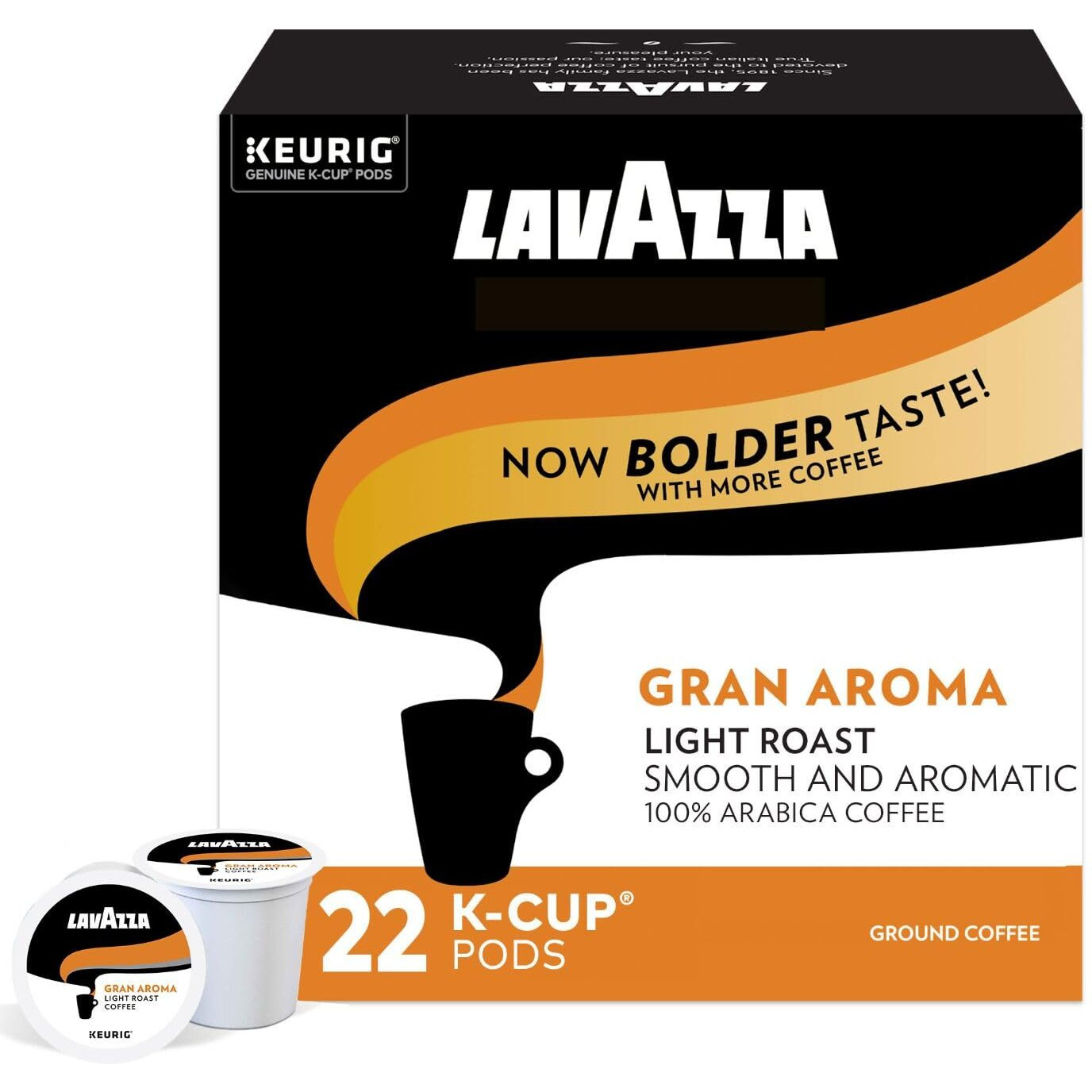 Lavazza Gran Aroma Single-Serve Coffee K-Cup Pods For Keurig Brewer, 22 Count (Pack Of 4) Balanced Light Roast With Floral Aroma And Notes Of Citrus, 100% Arabica