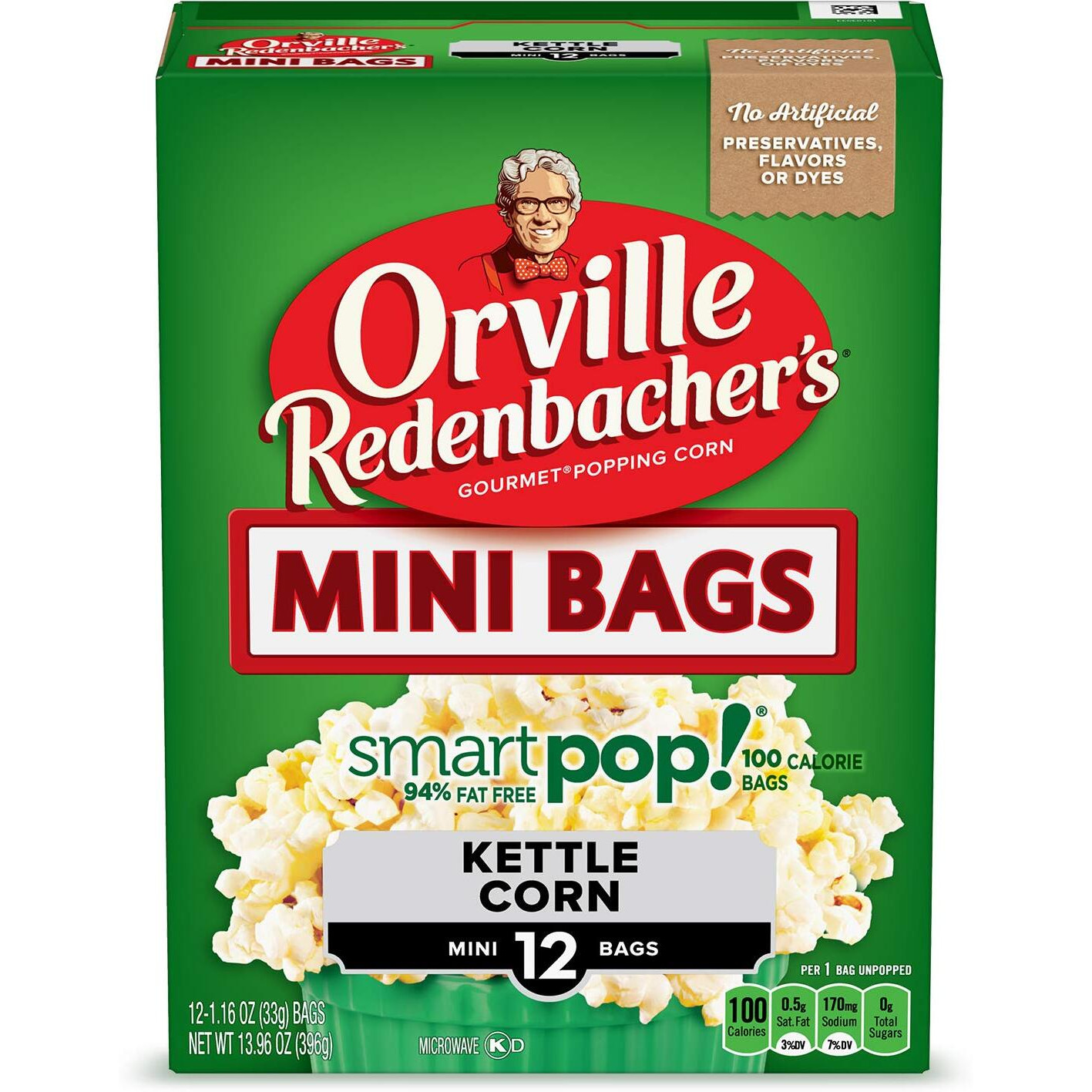 Orville Redenbacher's Smartpop Kettle Corn Popcorn, 1.16 Oz, 12 Ct