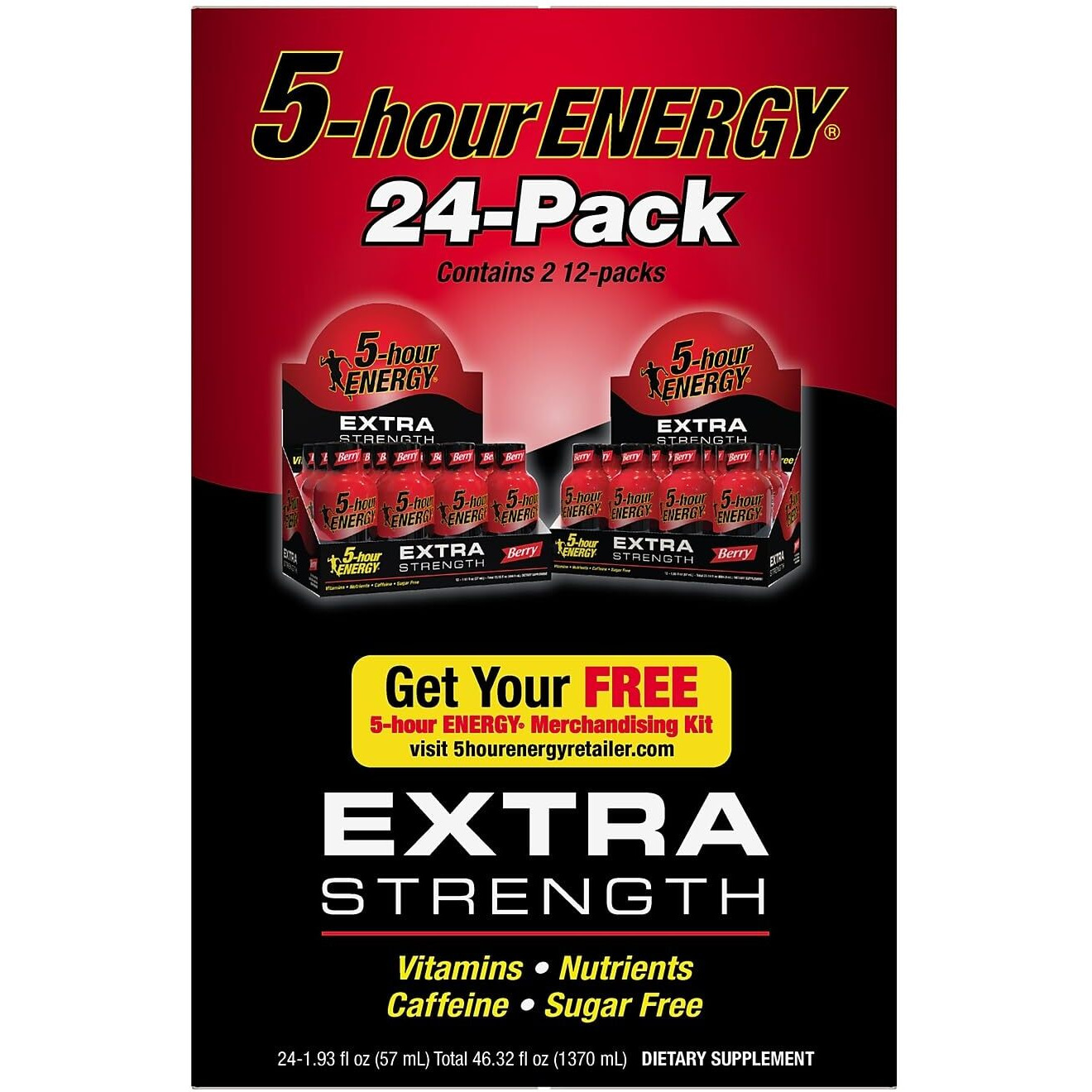 5-Hour Energy Extra Strength Beverage, Black, Berry, 46.32 Fl Oz