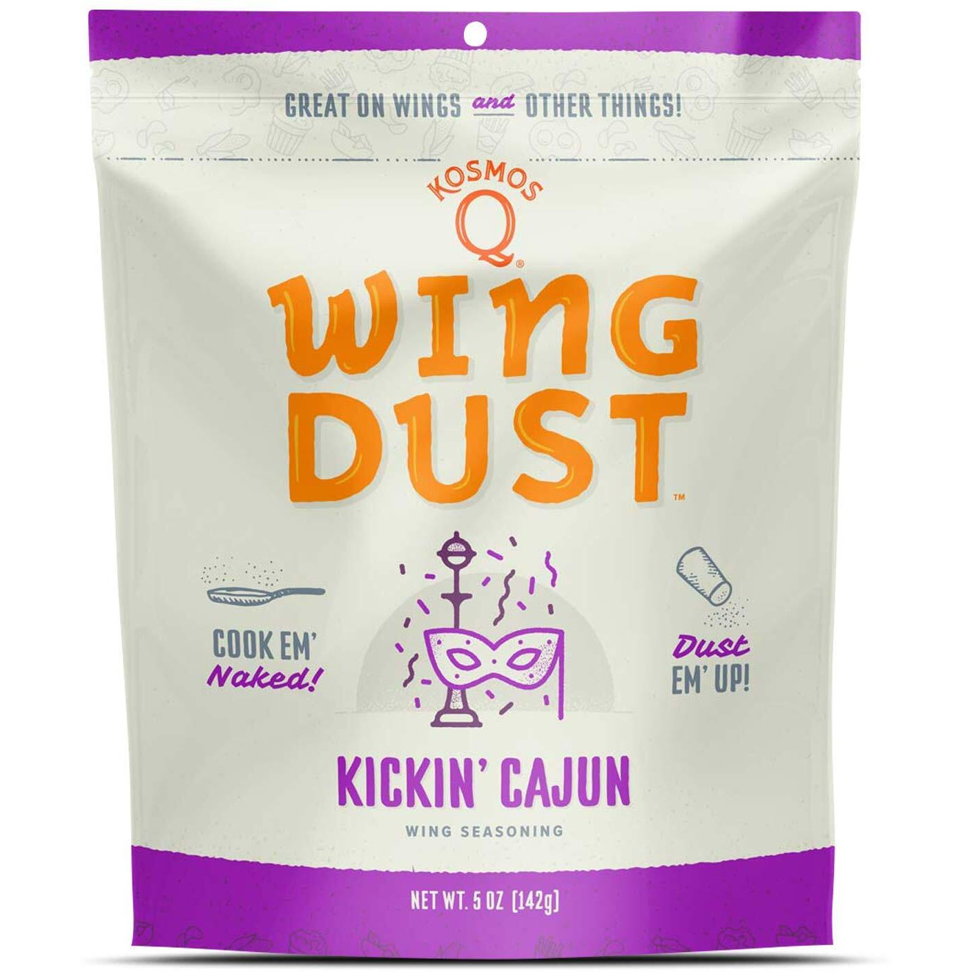 Kosmos Q Kickin Cajun Wing Dust - 5 Oz Bag For Wings, Popcorn & More - Dry Bbq Wings Rub With Spicy Cajun Heat (Kickin Cajun)