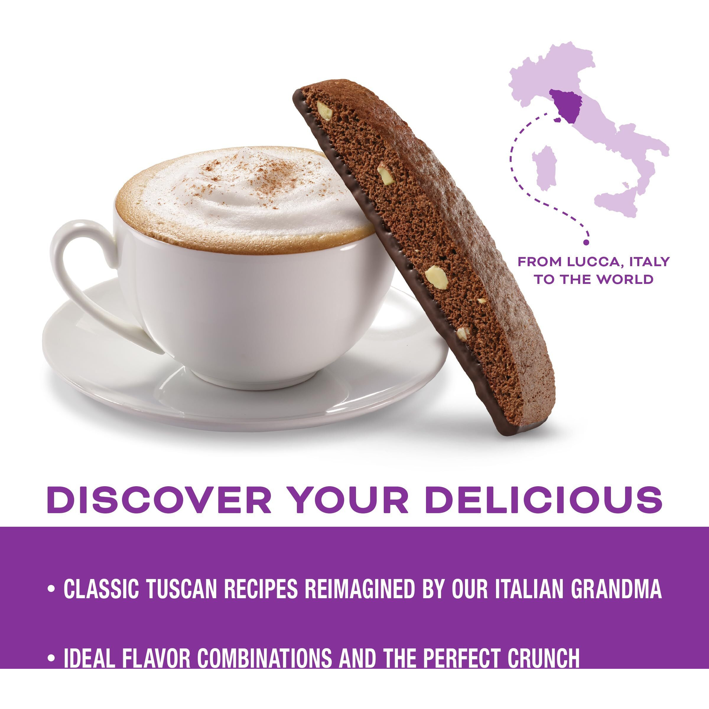 Nonni's Dark Chocolate Almond Biscotti Italian Cookies - 2 Boxes Dark Chocolate Cookies - Biscotti Individually Wrapped Cookies - Italian Biscotti Cookies W/Bittersweet Chocolate & Almonds - 6.88 Oz