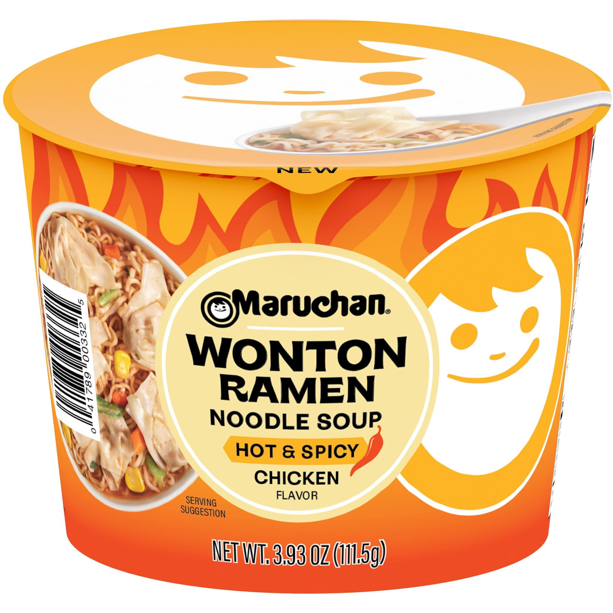 Maruchan Microwavable Wonton Bowl, Hot & Spicy Chicken, 3.93 Oz, 6 Count