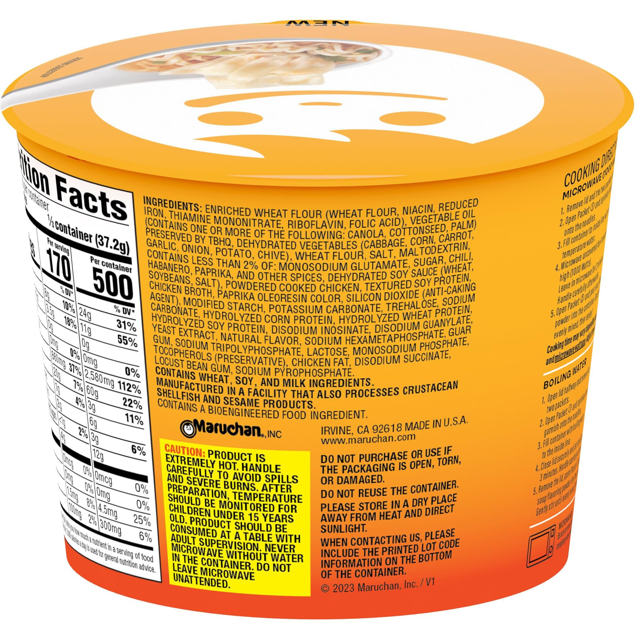 Maruchan Microwavable Wonton Bowl, Hot & Spicy Chicken, 3.93 Oz, 6 Count