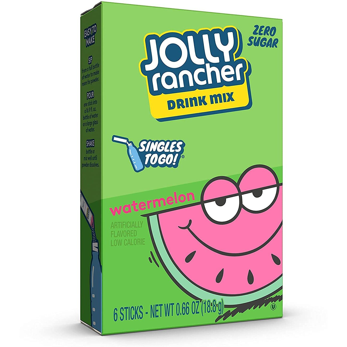Lot Of 3- (6-Ct.) Boxes Jolly Rancher Watermelon Singles To Go Sugar Free Drink Mix.