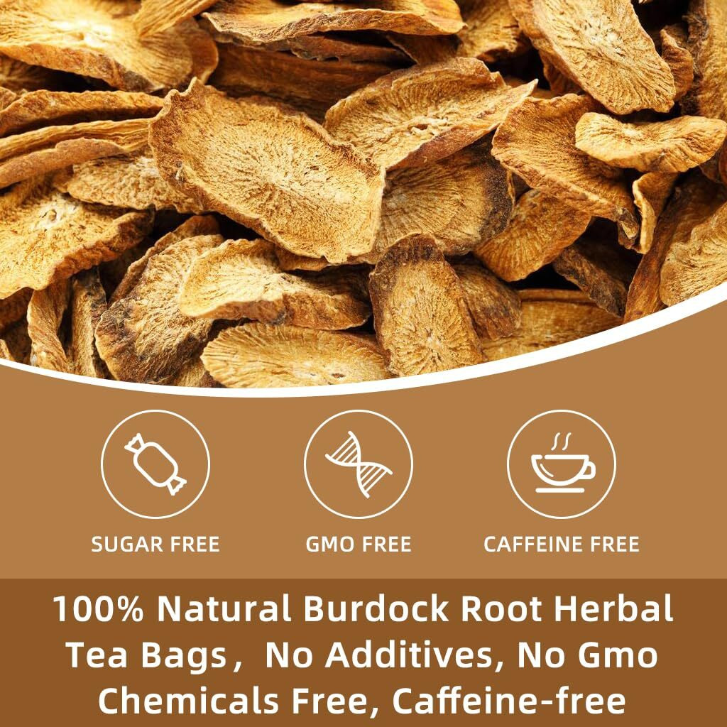 Burdock Root Tea - Natural Burdock Root Herbal Tea Bags For Liver Support, Antioxidant, Digestion And Immune Support, Caffeine Free - 40 Tea Bags