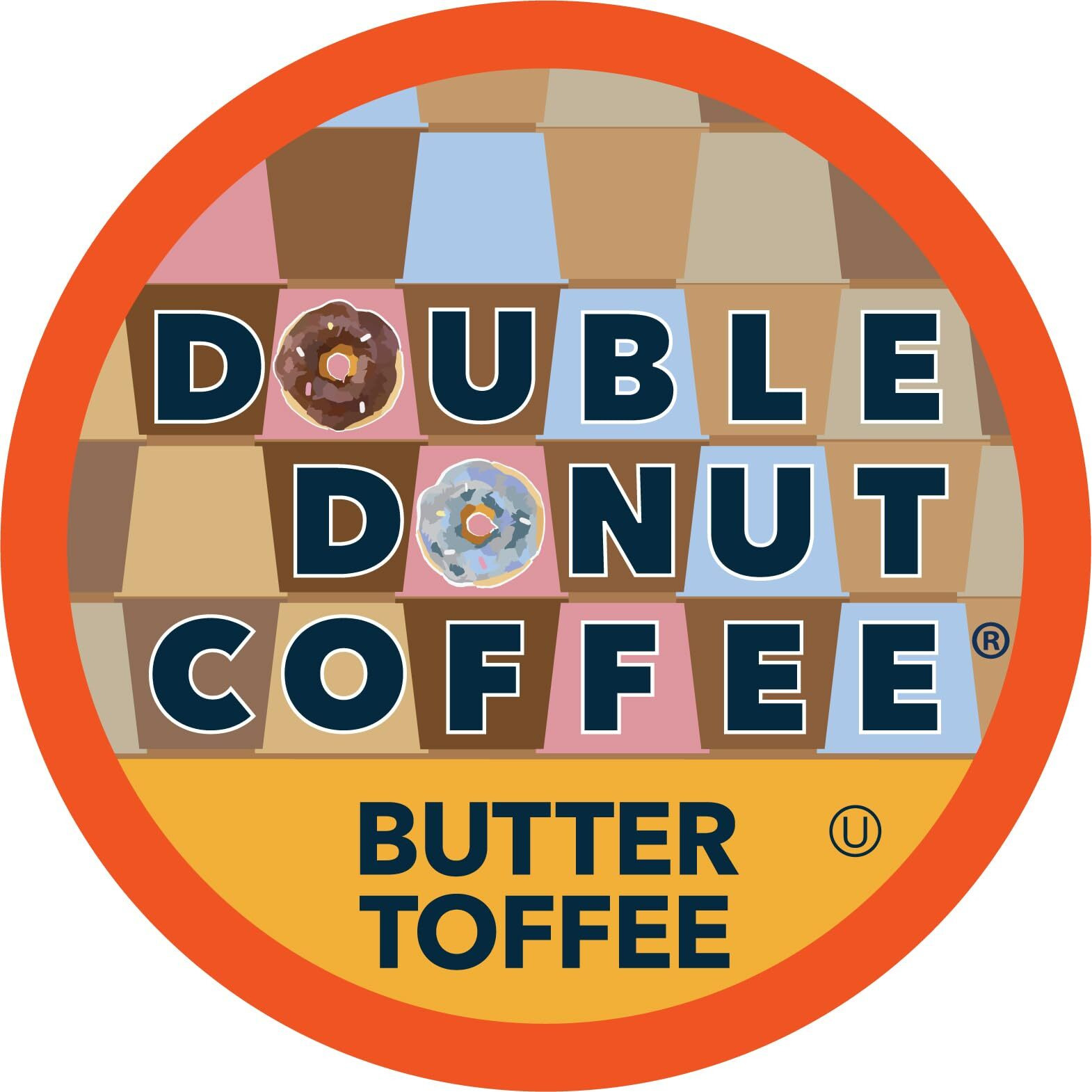 Double Donut Flavored Coffee Pods,Butter Toffee Coffee, Single Serve Medium Roast Coffee For Keurig K Cups Brewers, 24 Count