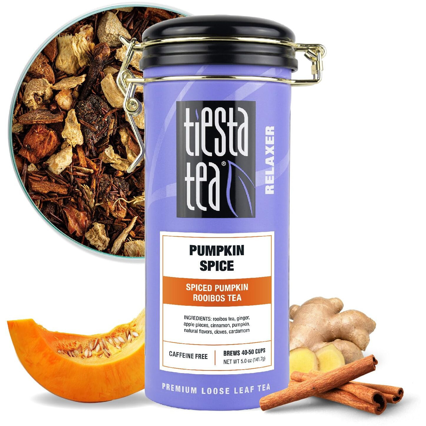 Tiesta Tea - Pumpkin Spice Rooibos Tea | Premium Loose Leaf Tea Blend | Non-Caffeinated Herbal Infusion | Make Hot Or Iced & Up To 50 Cups | Made With Natural Ingredients - 5Oz Refillable Tin Can