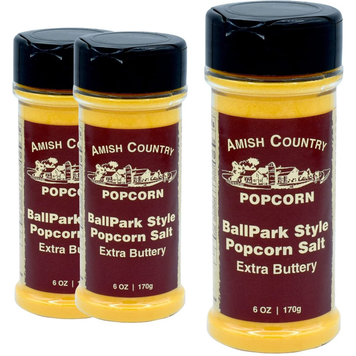 Amish Country Popcorn | Ballpark Buttersalt Popcorn Salt - 3-6 Oz Bottles | Old Fashioned, Non-Gmo And Gluten Free (3-6 Oz Bottles)