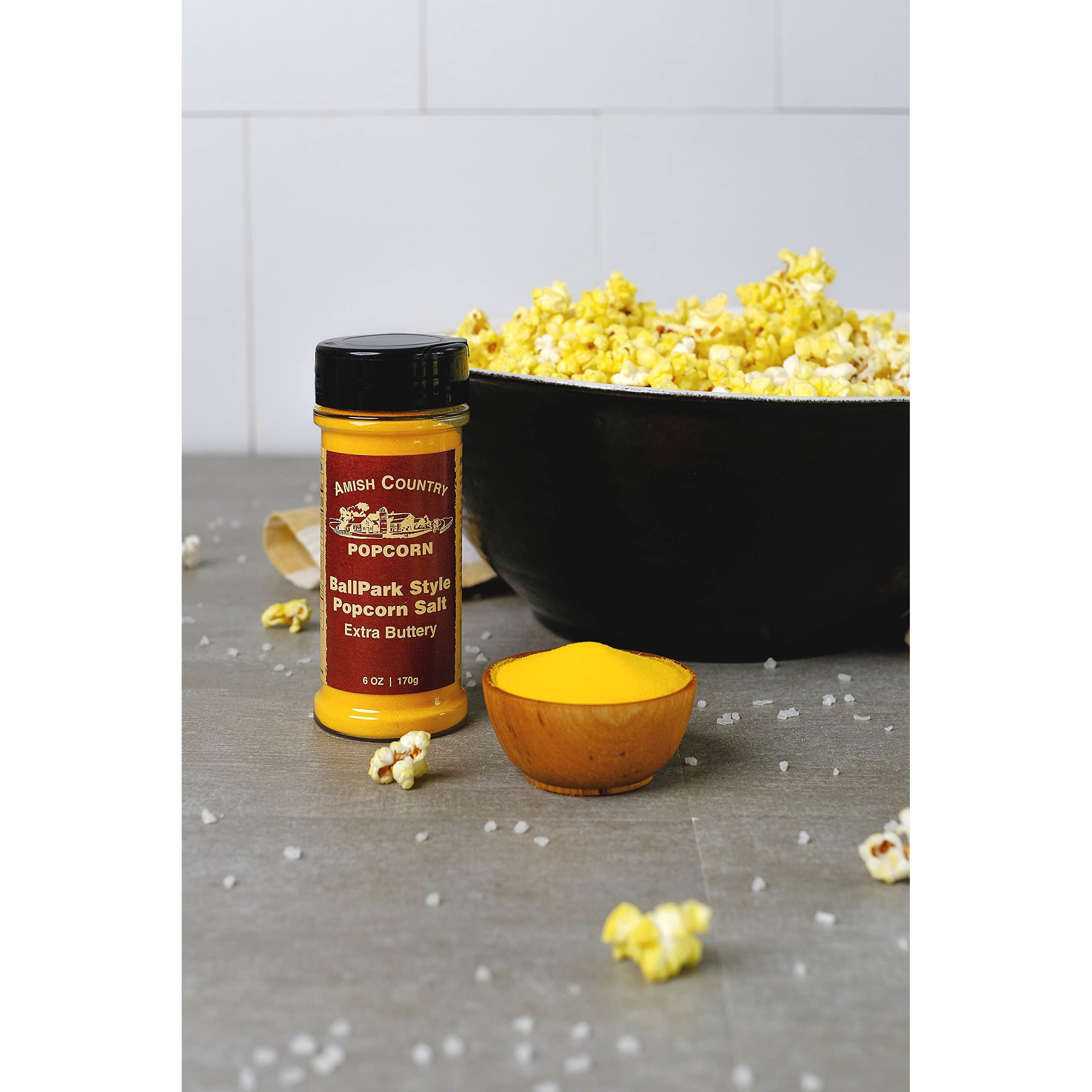 Amish Country Popcorn | Ballpark Buttersalt Popcorn Salt - 3-6 Oz Bottles | Old Fashioned, Non-Gmo And Gluten Free (3-6 Oz Bottles)