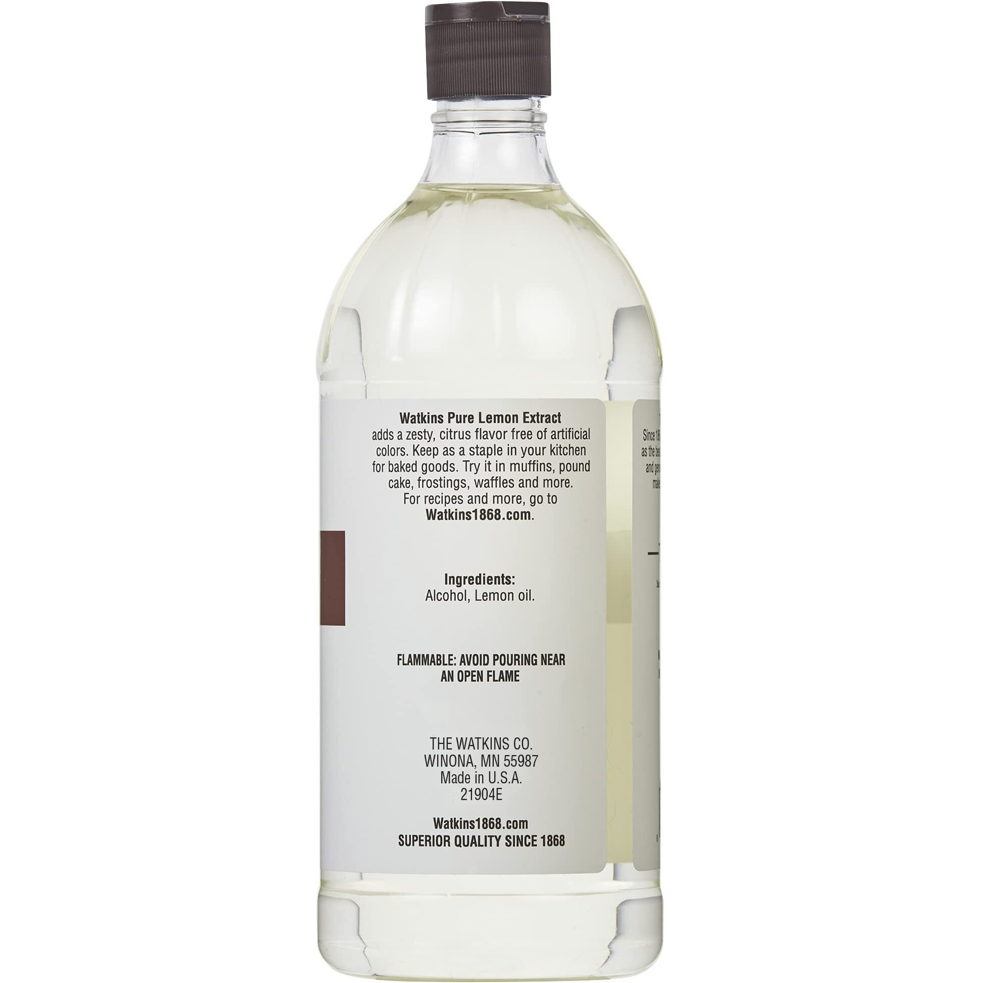 Watkins Pure Lemon Extract, 32 Fl. Oz. Economy Sized Bottle, 1 Count (21904)