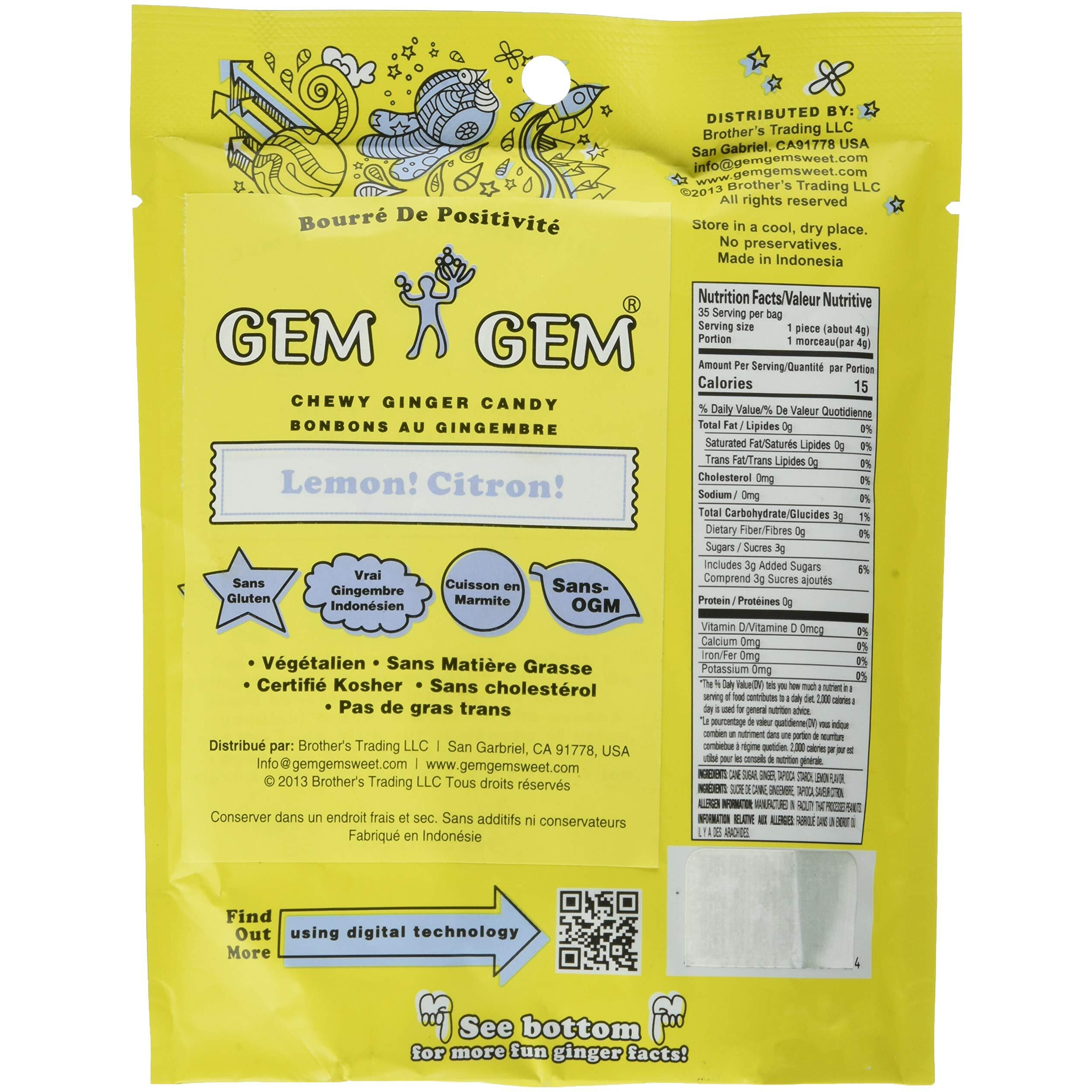 Gem Gem Ginger Candy Chewy Ginger Chews (Lemon, 5.0Oz, Pack Of 1)