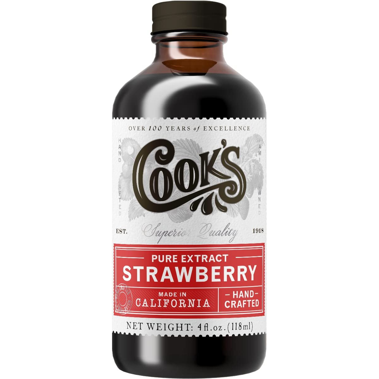 Cook's, Strawberry Extract For Baking, Preserves, Syrup, Cookies, Cakes, 4 Oz
