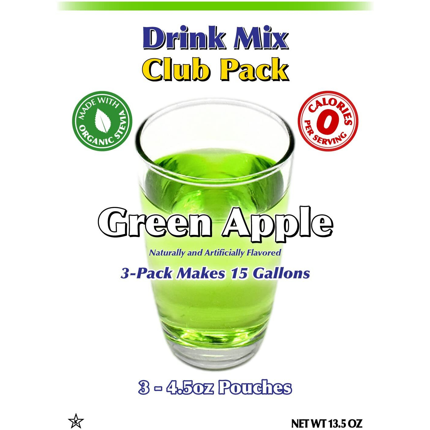 Gramzero Green Apple Zero Calorie Sugar Free Drink Mix, Great For Nutrition Club Loaded Tea, Stevia Sweetened