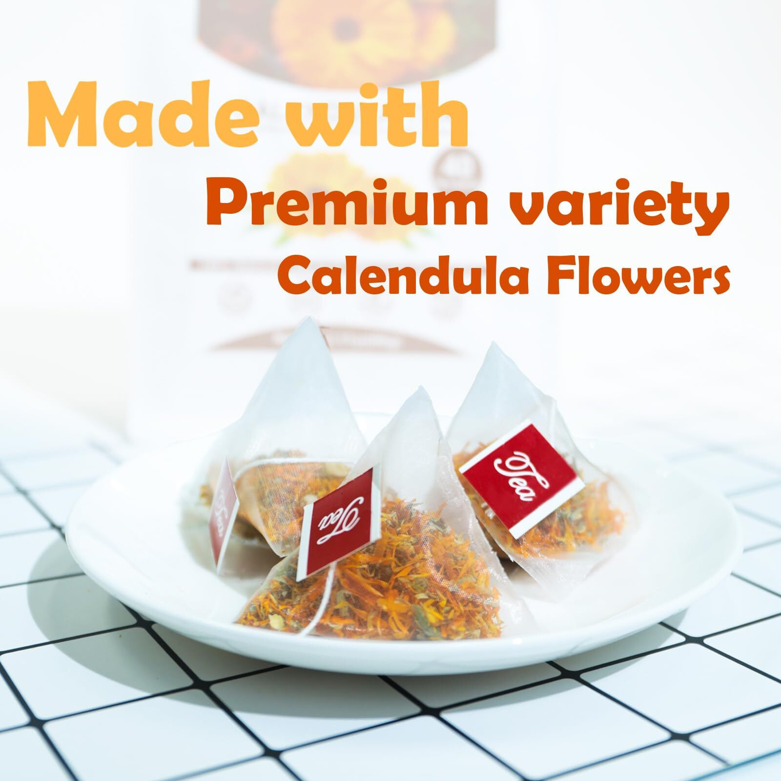 Tearelae - Premium Calendula Flowers Tea Bags - 1.5G X 40 Count - Natural Calendula Tea Cut & Sifted - Non-Gmo - Caffeine-Free - Digestion Support & Improve Skin Health
