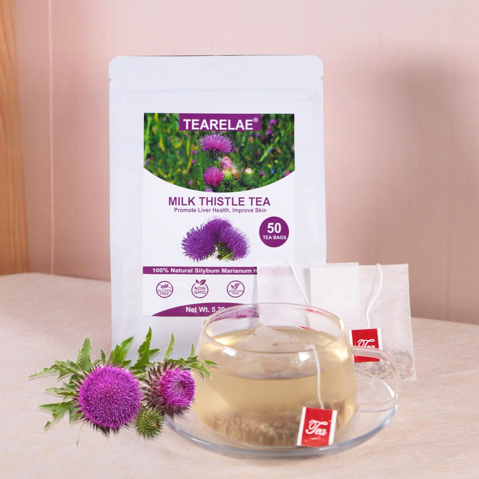 Tearelae - Milk Thistle Tea - 3G X 50 Count - 100% Natural Milk Thistle Seeds Tea Bags - Non-Gmo